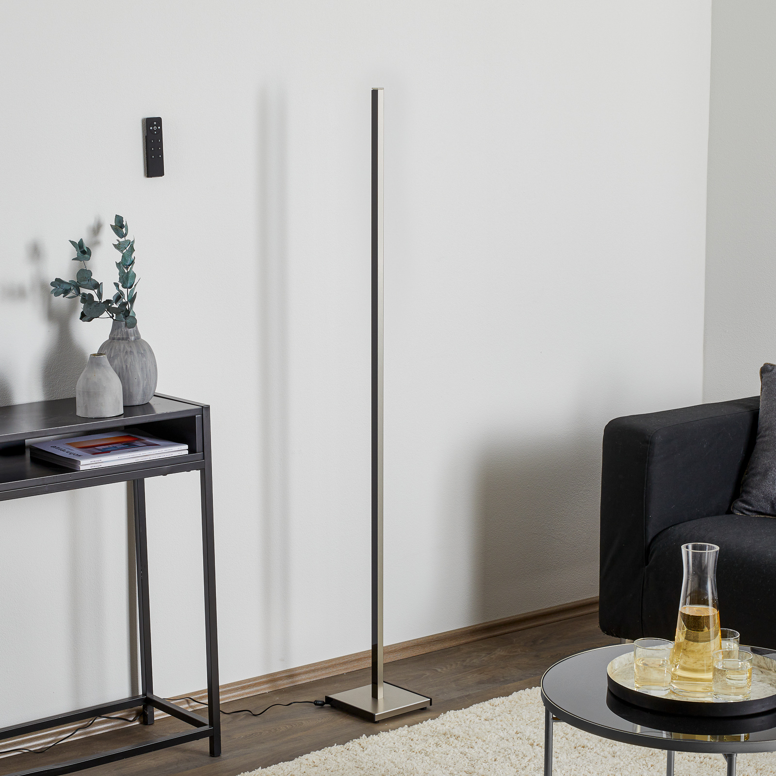 Black Orix LED floor lamp, remote control | Lights.co.uk