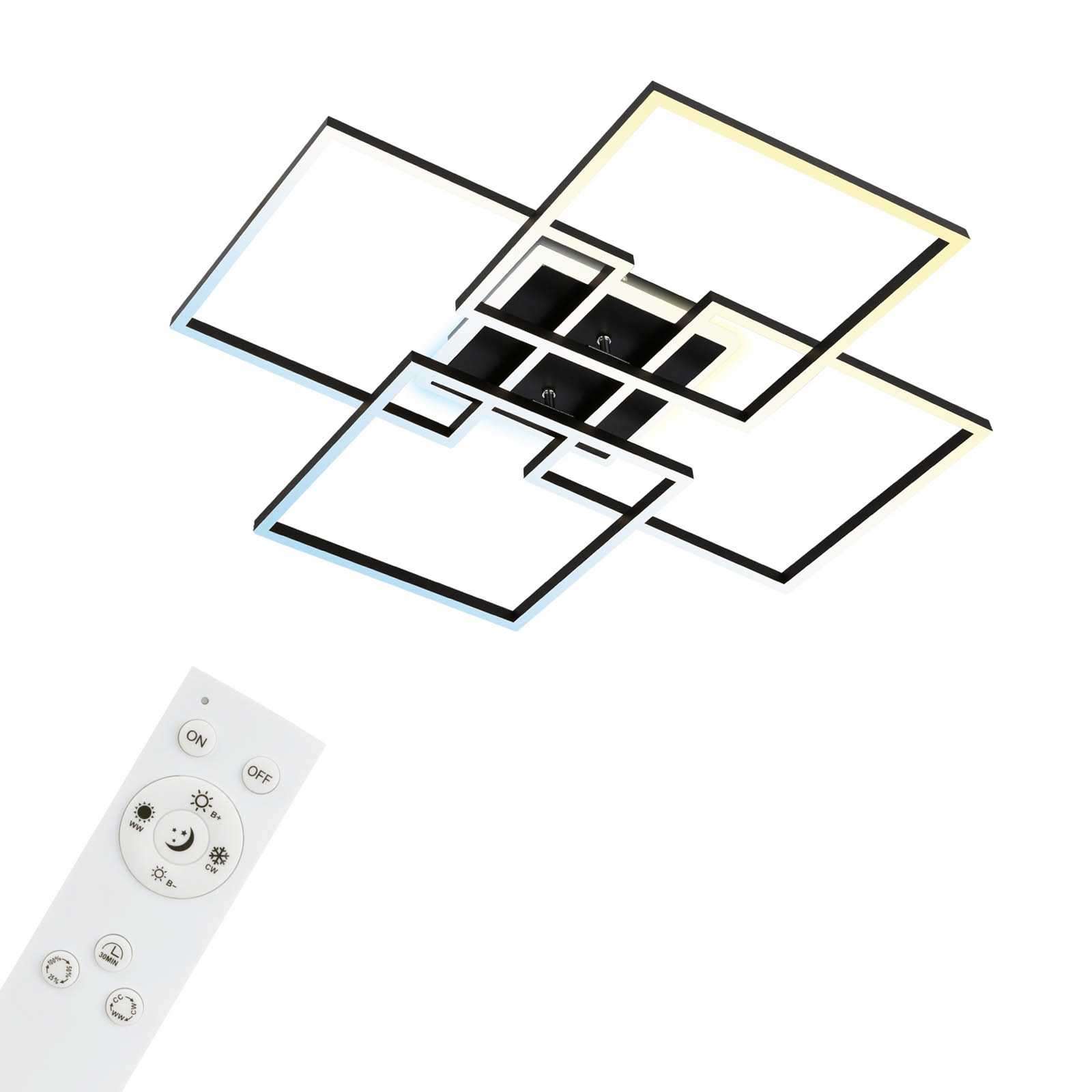 Plafón LED Frame S, 72,4x72,4 cm, negro