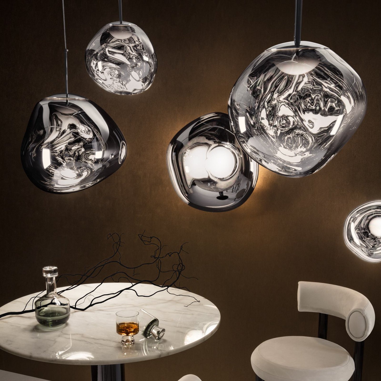 Tom Dixon Lampada LED a sospensione Melt, Ø 50 cm, cromo, plastica