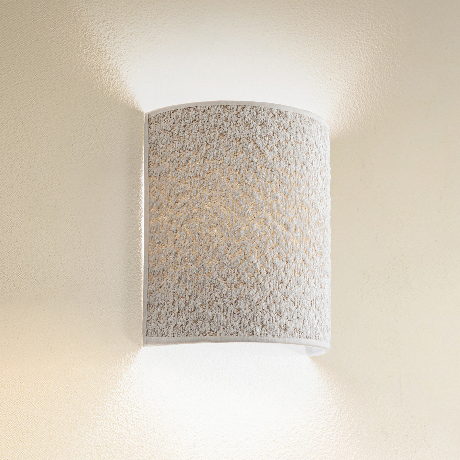 Bouclé wall light made of fabric, ecru