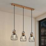 Lindby Flintos hanging light, 3-bulb, light wood