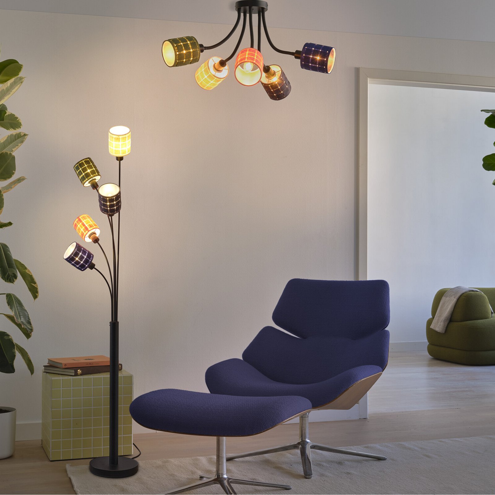 OSRAM Decor Felt Weaving Cans ceiling lamp, colourful, 5-bulb, E14