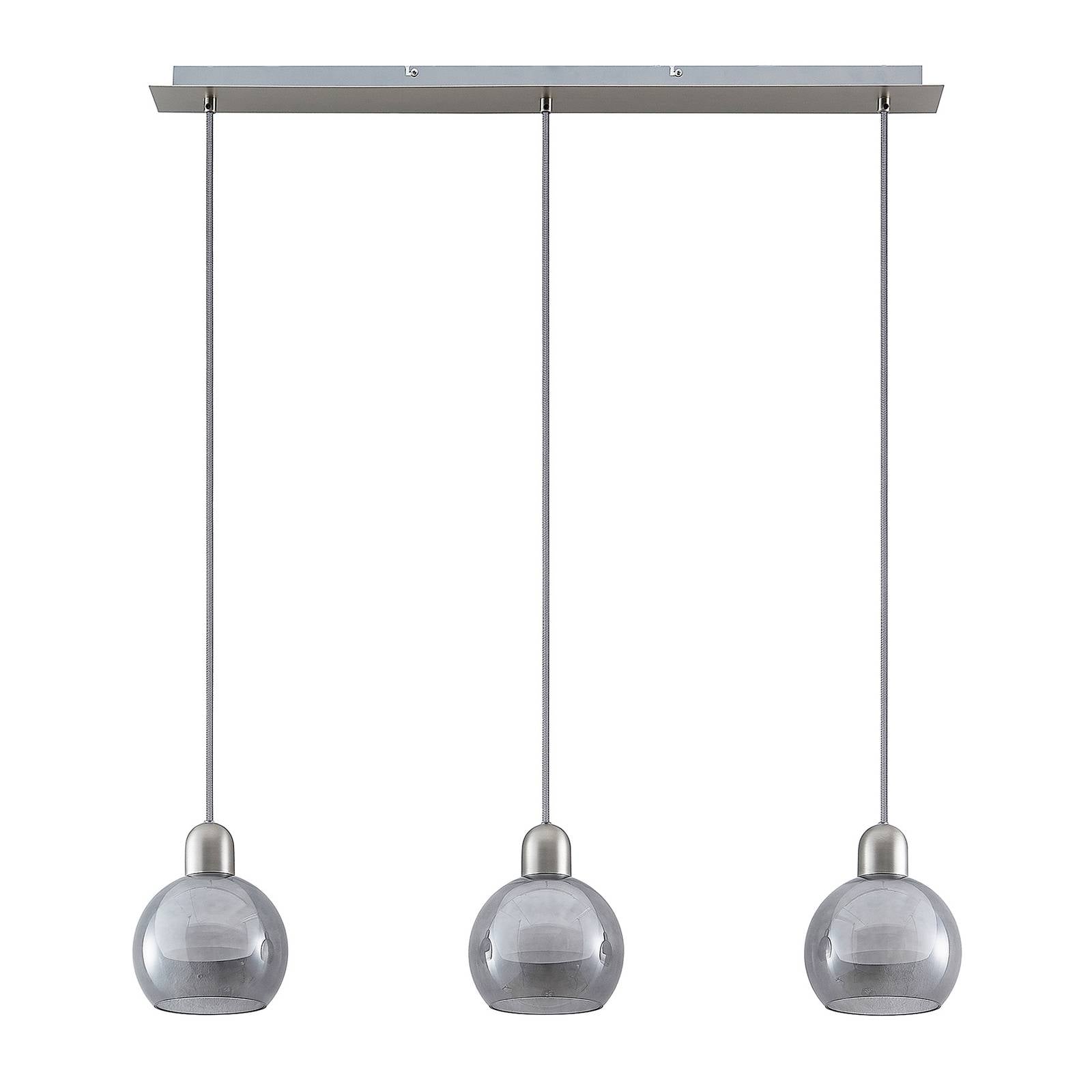 Lucande Glass Pendant Light - Living / Dining Room - Hanging Light - dimmable - Modern - Silver