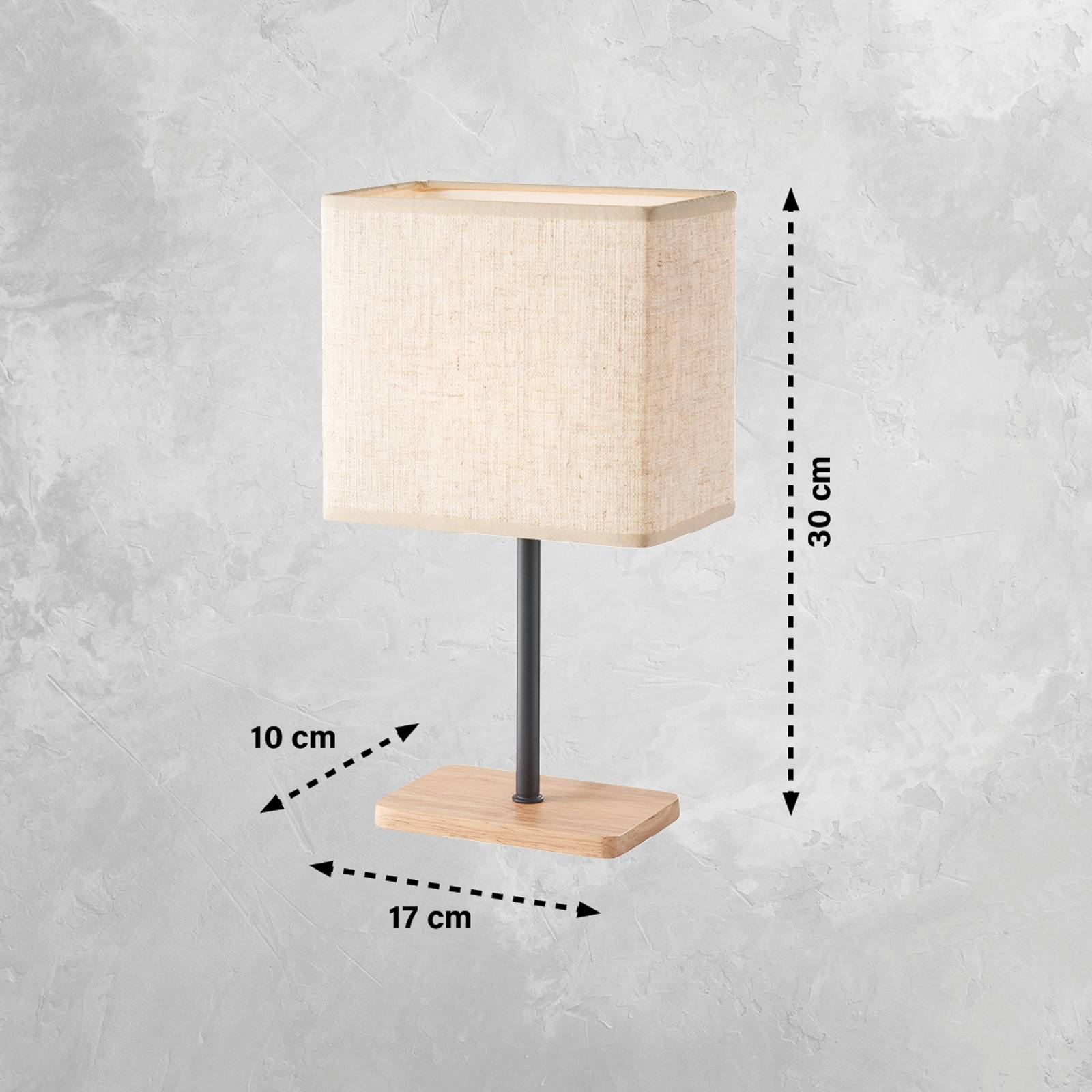 Lampa stołowa Bolzano, beżowy, len, 30 cm wysokości, E14