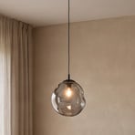 Sol pendellampe i glass, Ø 35 cm, svart/røykgrått