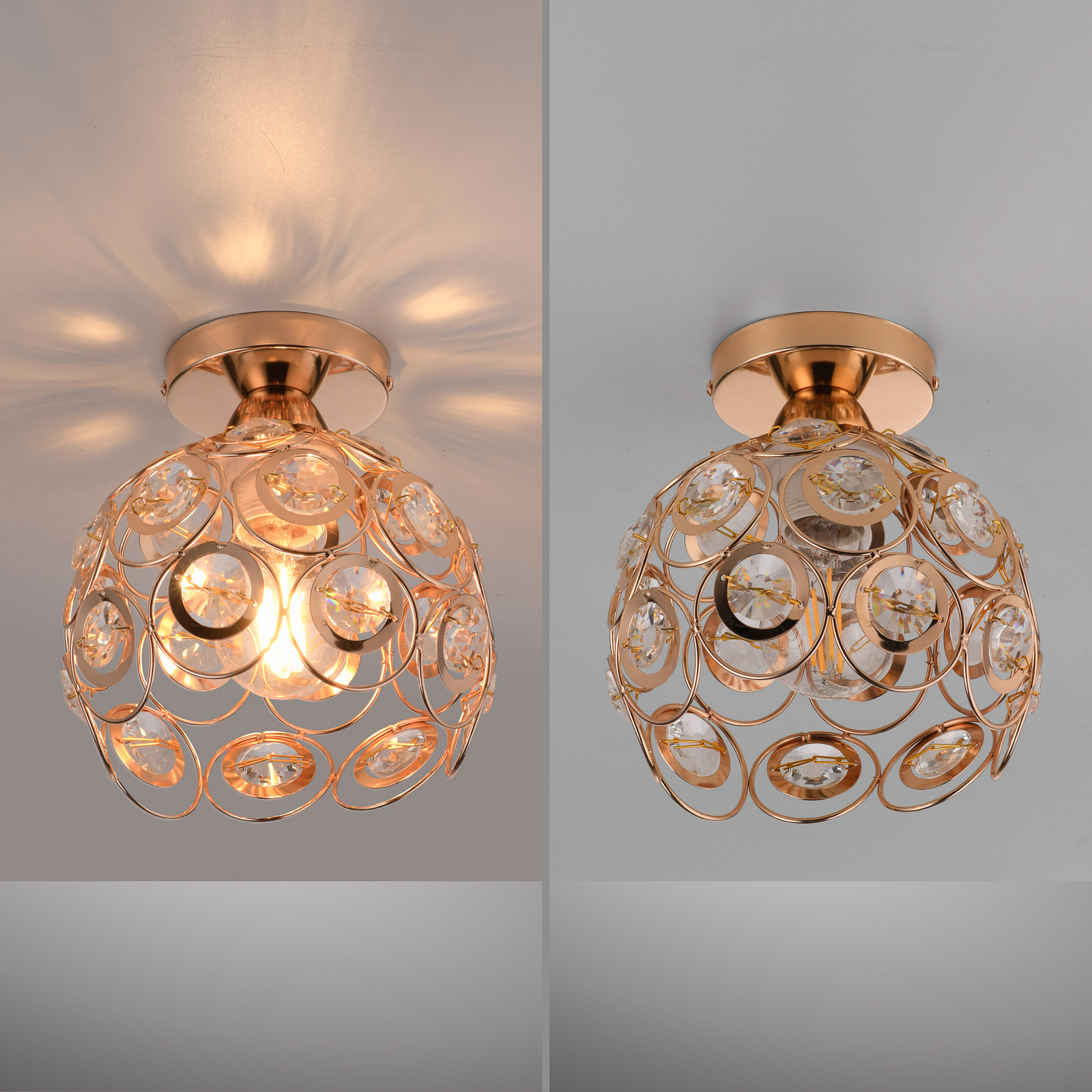 Loftlampe Tilly, guldfarvet, jern, Ø 18,5 cm, E27