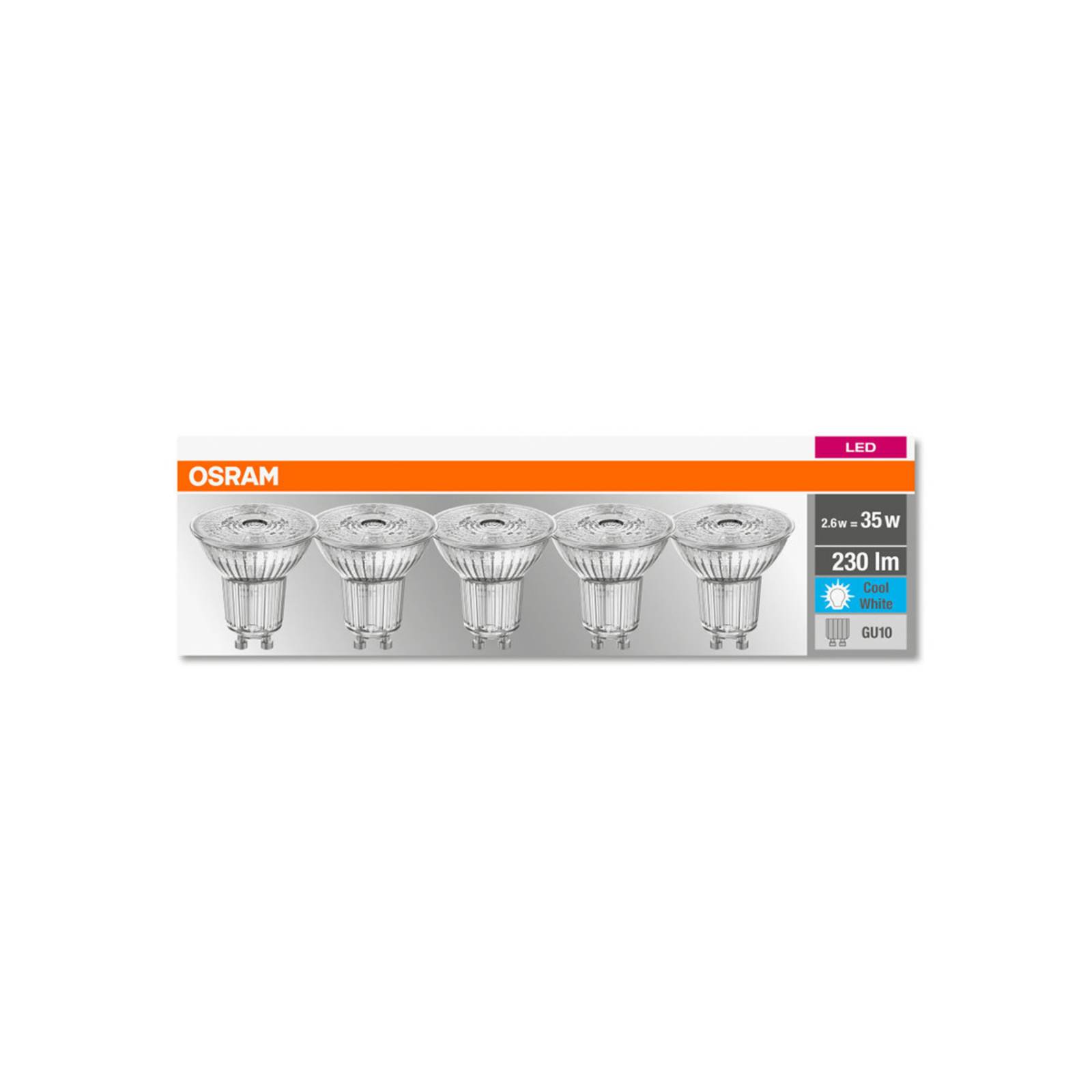 OSRAM reflektor LED GU10 2,6W 230lm 36° 5 szt.