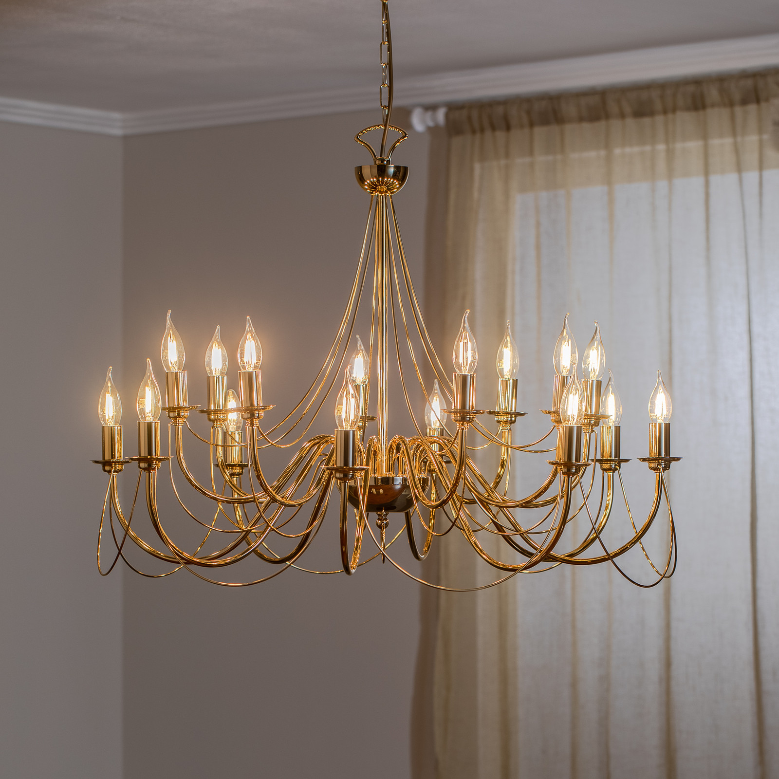 Domiluce Candelabru retro 16 brațe auriu - Camera de zi / sufragerie - Metal