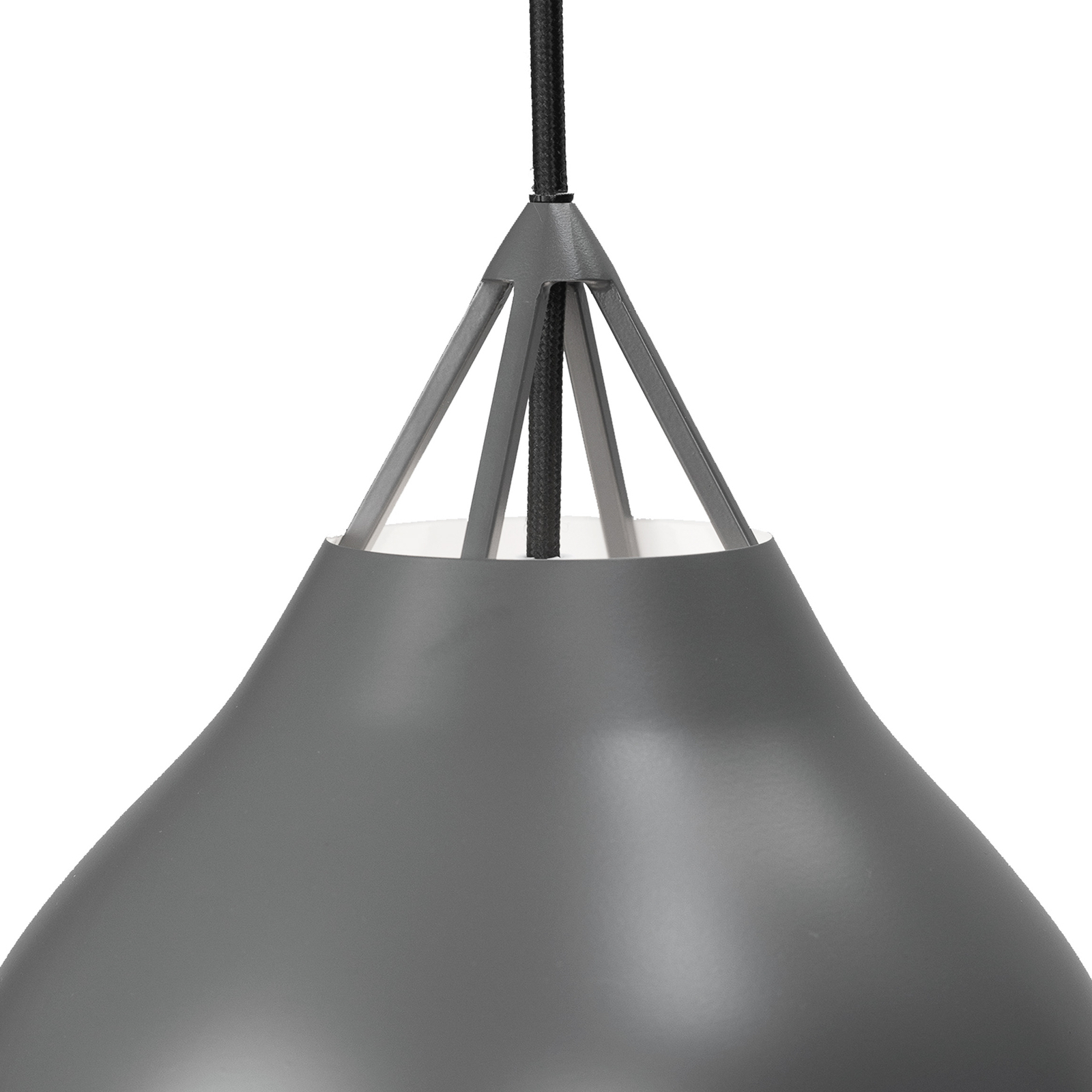 Dyberg Larsen hanging light Pyra, Ø 23 cm, grey, metal