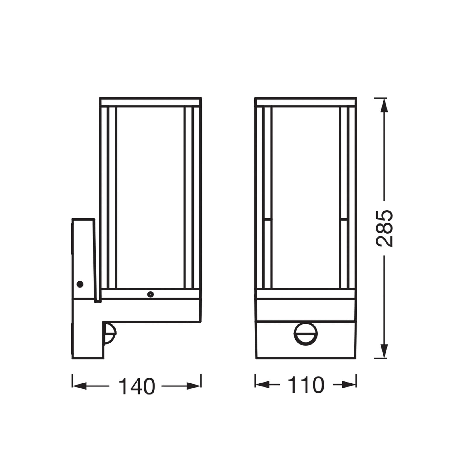 Candeeiro de parede OSRAM ENDURA CLASSIC FRAME, sensor cinza escuro IP54 Candeeiro de parede OSRAM ENDURA CLASSIC FRAME, sensor cinza escuro IP54