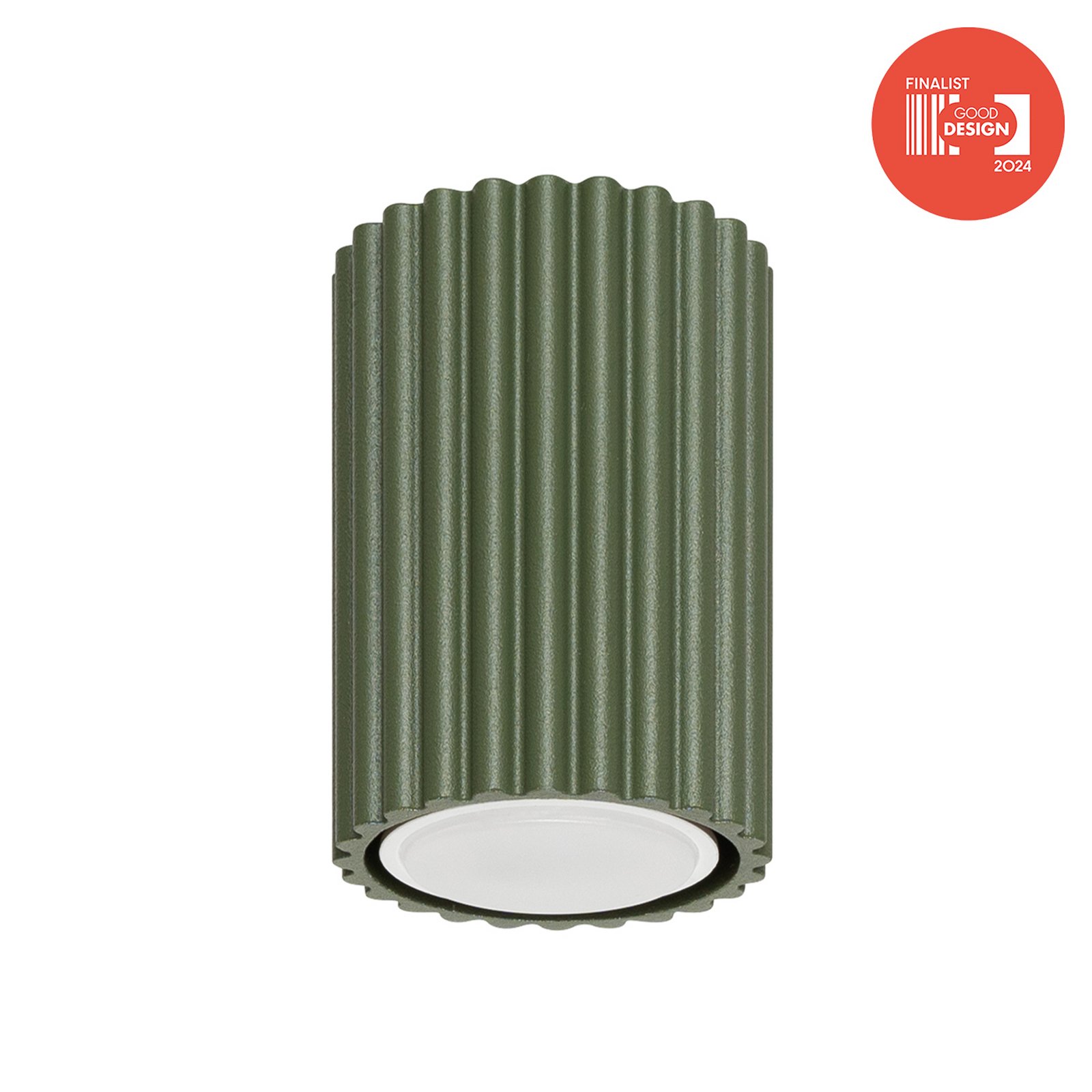 Plafón ALORA, verde oliva, Ø 7 cm, metal, GU10