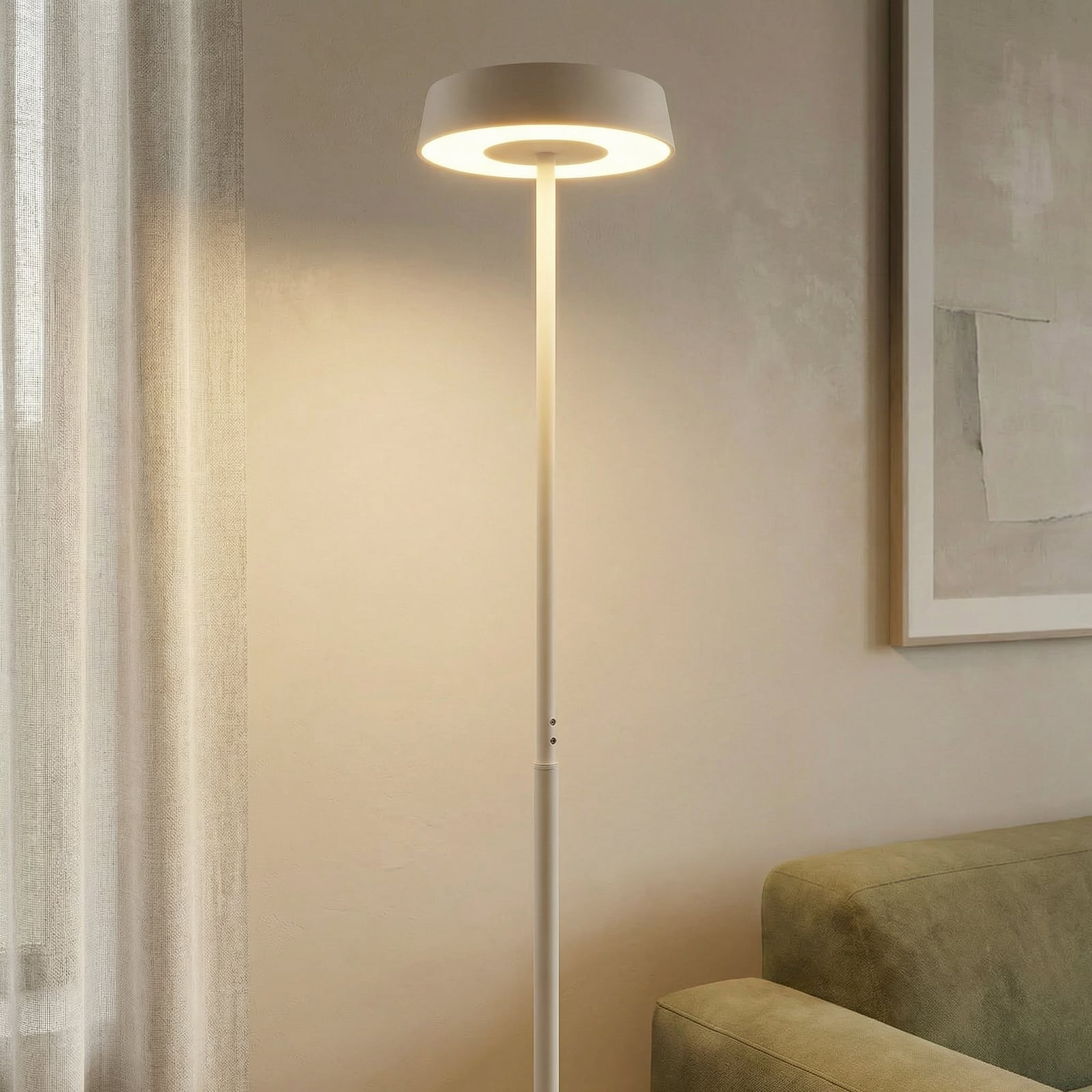 Lampada da terra LED Noa II, touch dimmer, acciaio, bianco