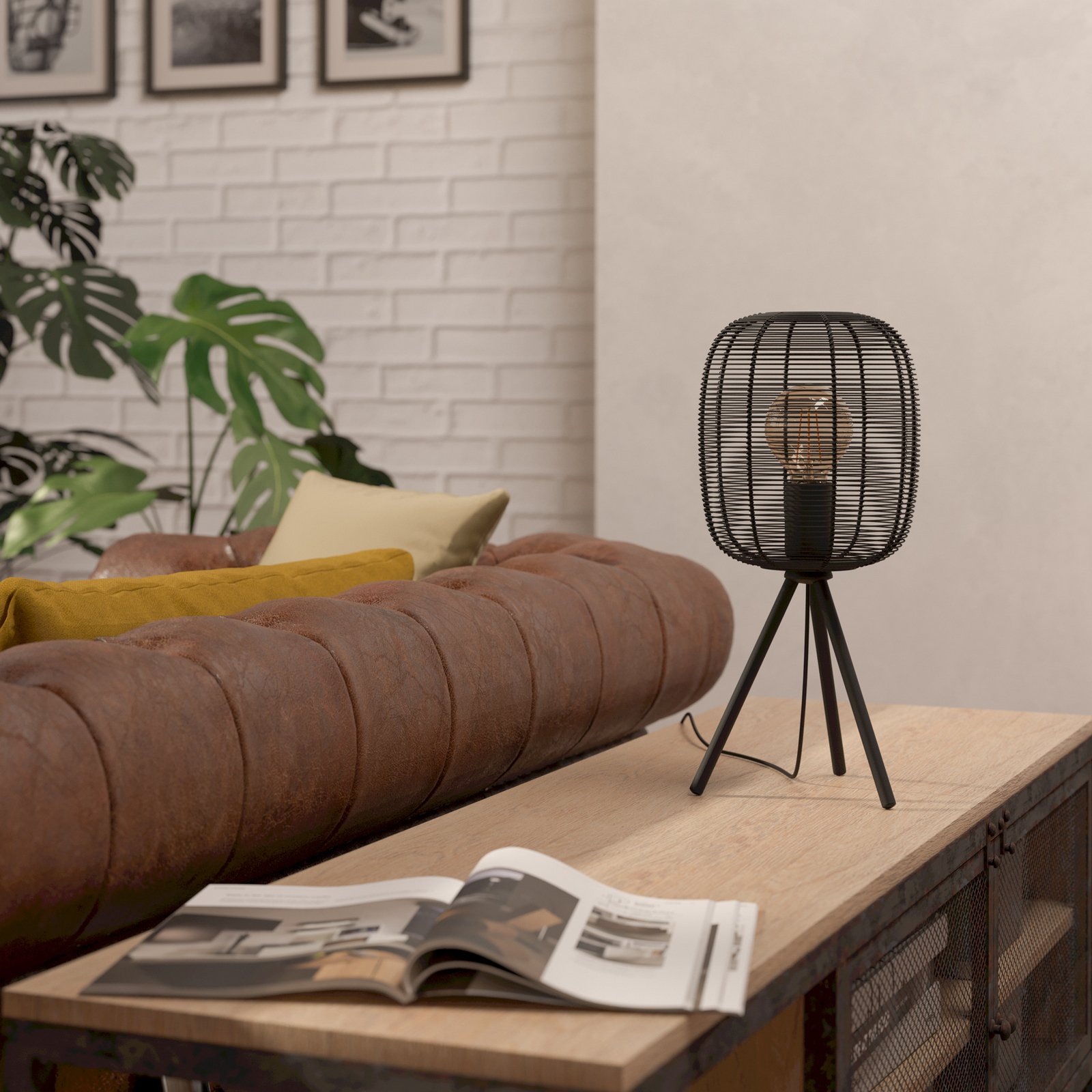 Lampa stołowa Rinroe, wysokość 44 cm, czarny, stal