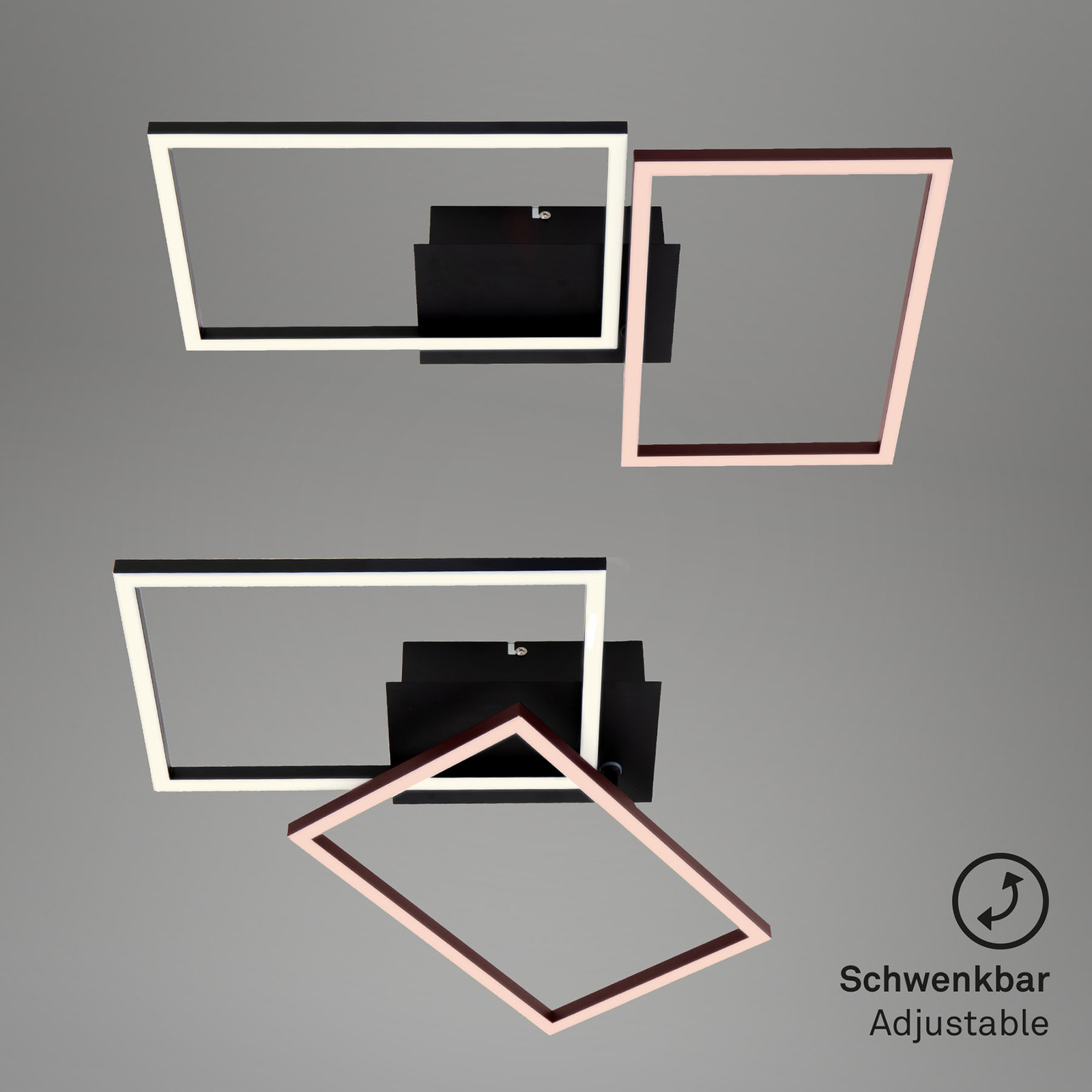 Plafonnier LED Frame CCT, noir, 50x39 cm