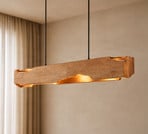Lucande hanglamp Tarry, hout, lengte 110 cm, E27