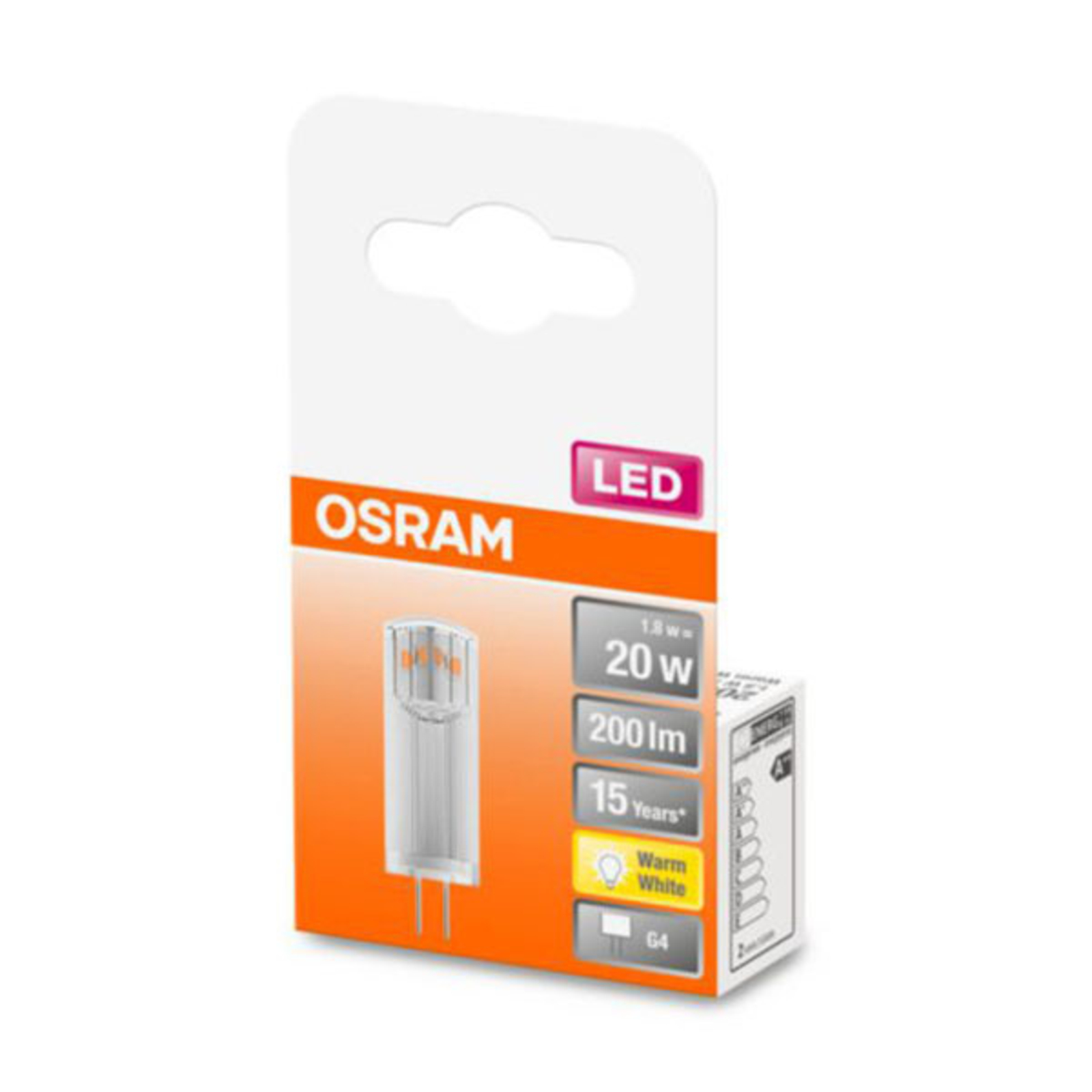 OSRAM bi-pin LED bulb G4 1.8 W 2,700 K clear