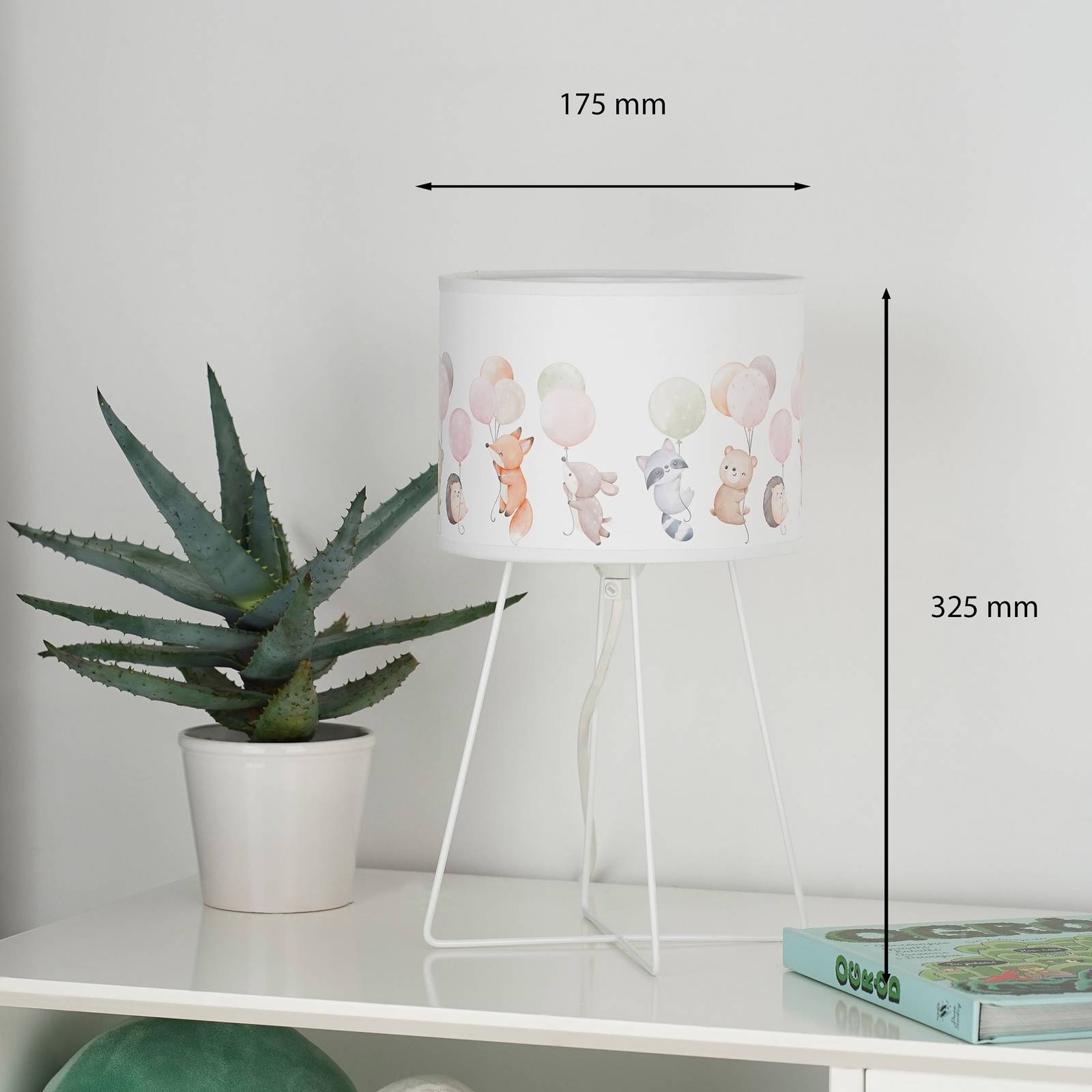 Lampa stołowa Freddy, kolorowa, zwierzęta, E14, wysokość 32,5 cm