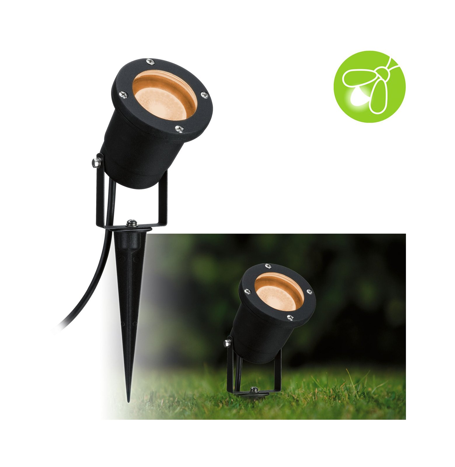 Gold Light LED Garden Lamp Insect Friendly IP65 Black Metal - Paulmann
