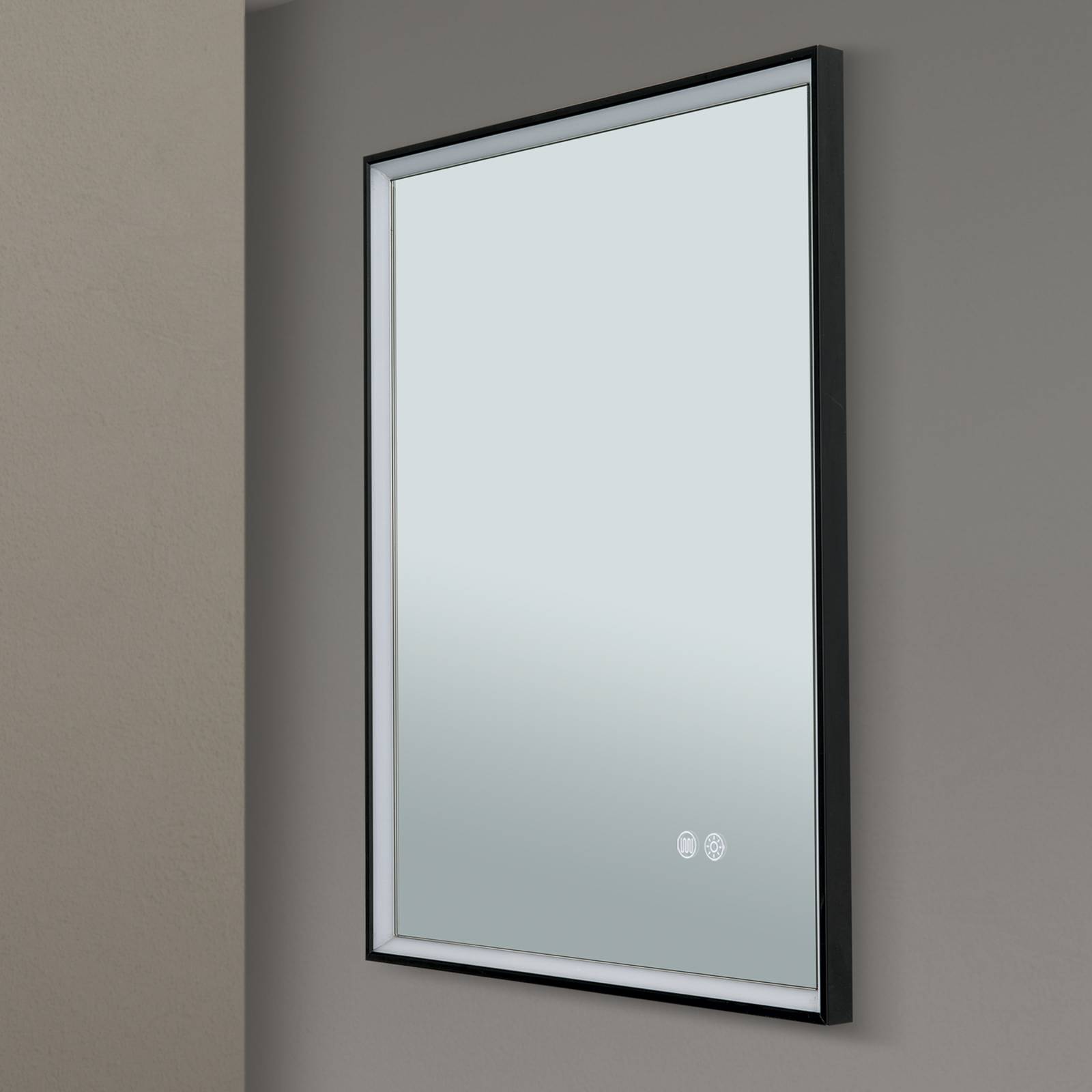 Lustro LED w ramie, 45 x 60 cm, CCT, przeciwmgielne, ściemniane