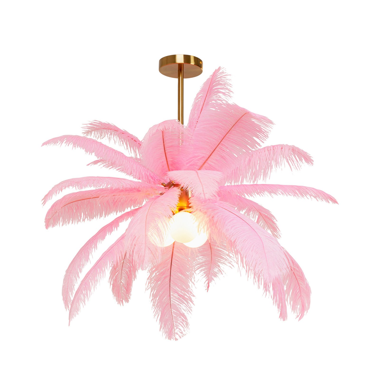 Lámpara colgante KARE Feather Palm, rosa, plumas, Ø 87 cm, G9 Lámpara colgante KARE Feather Palm, rosa, plumas, Ø 87 cm, G9