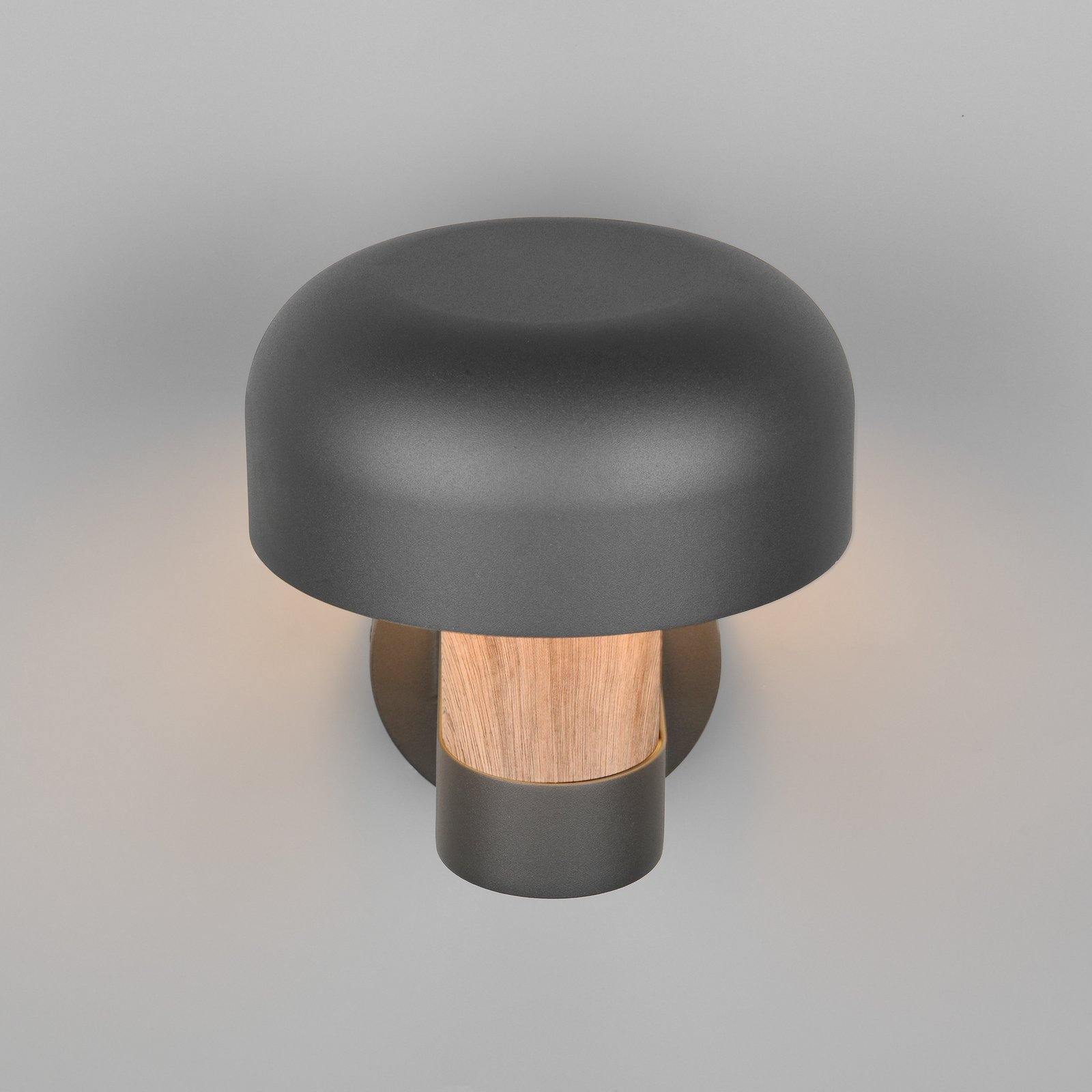 Außenwandleuchte Fraser Sensor, grau/Holzoptik, Alu IP54 E27
