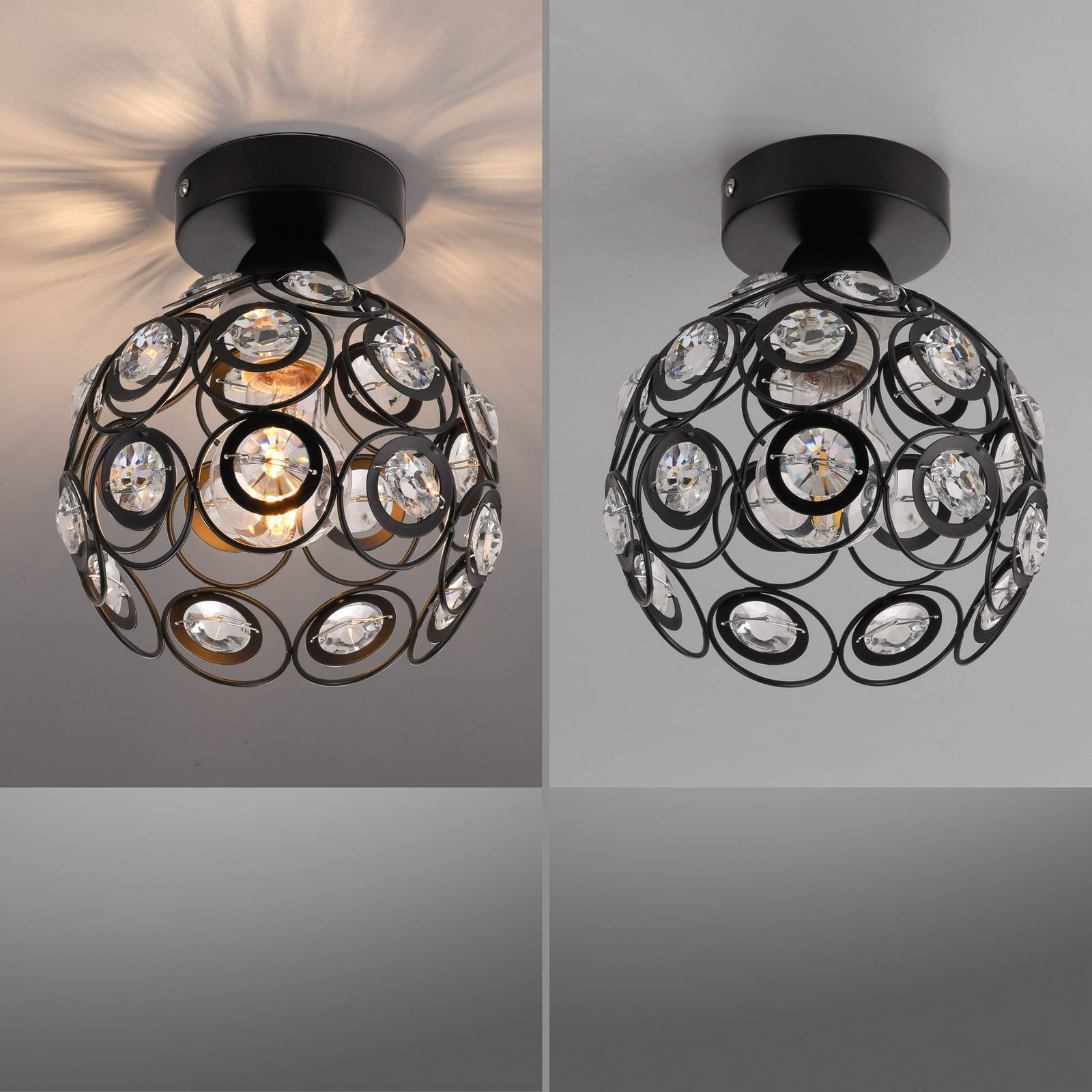 Lampa sufitowa Tilly, czarna, żelazo, Ø 18,5 cm, E27