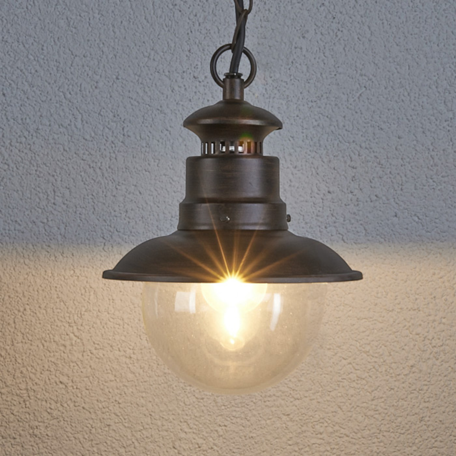 Lindby Eddie Outside Pendant Light, Iron, glass, E27, 60 W, energy efficiency: A++
