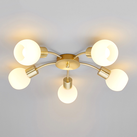Elaina - LED taklampe i messing, 5 punkt