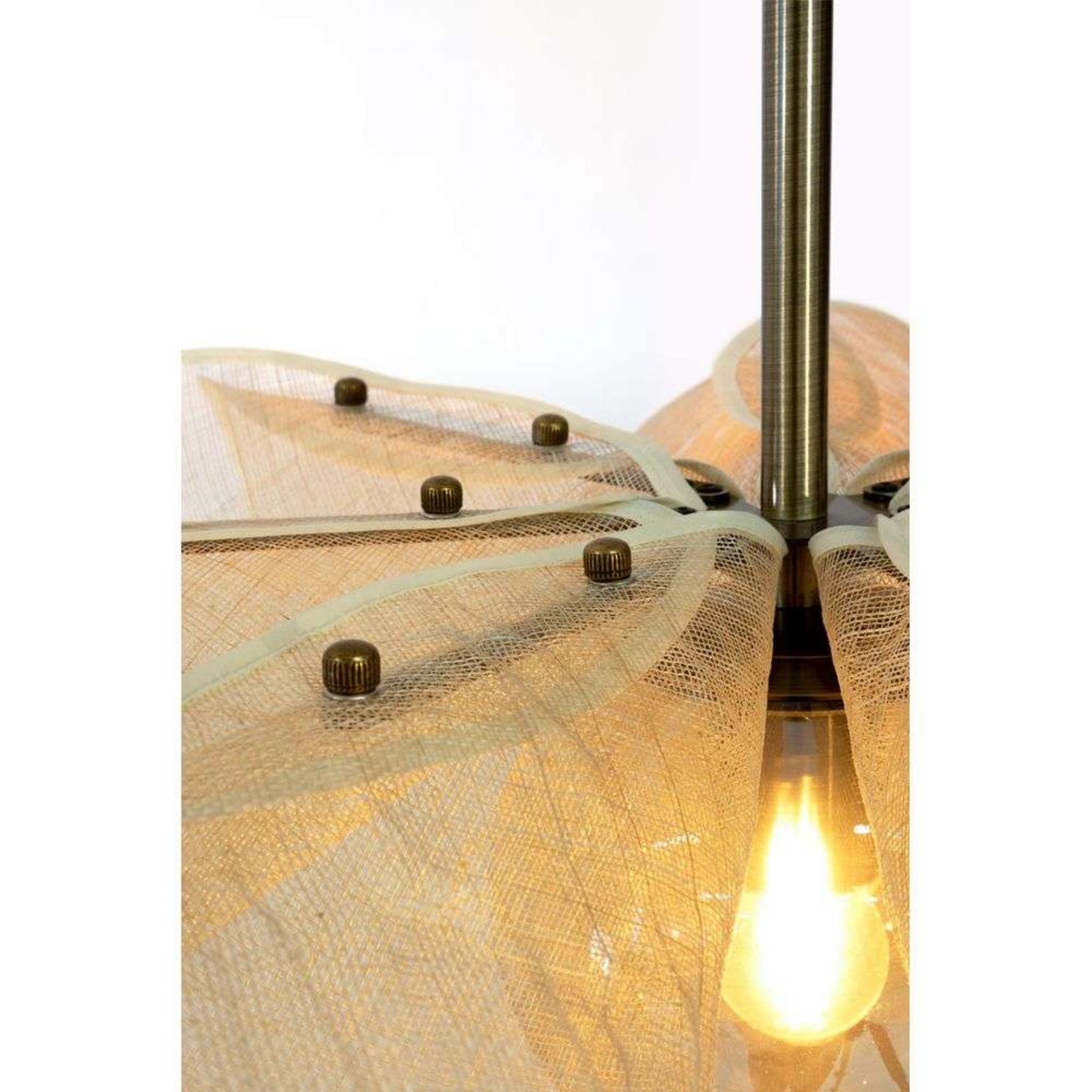 Hanglamp Styrka, Ø 63 cm, messing/beige, bananenvezel