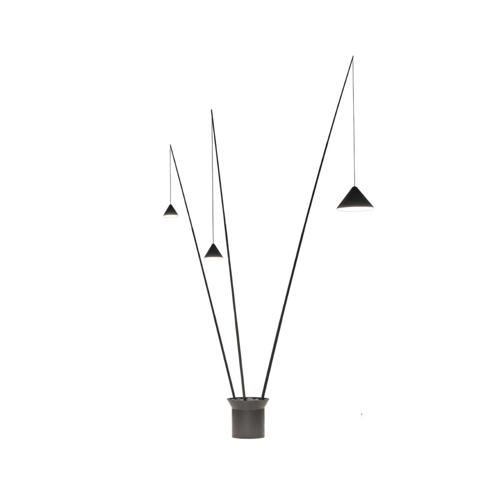 Lampadaire LED Vibia NORTH, noir, à 3 lampes, métal, 927