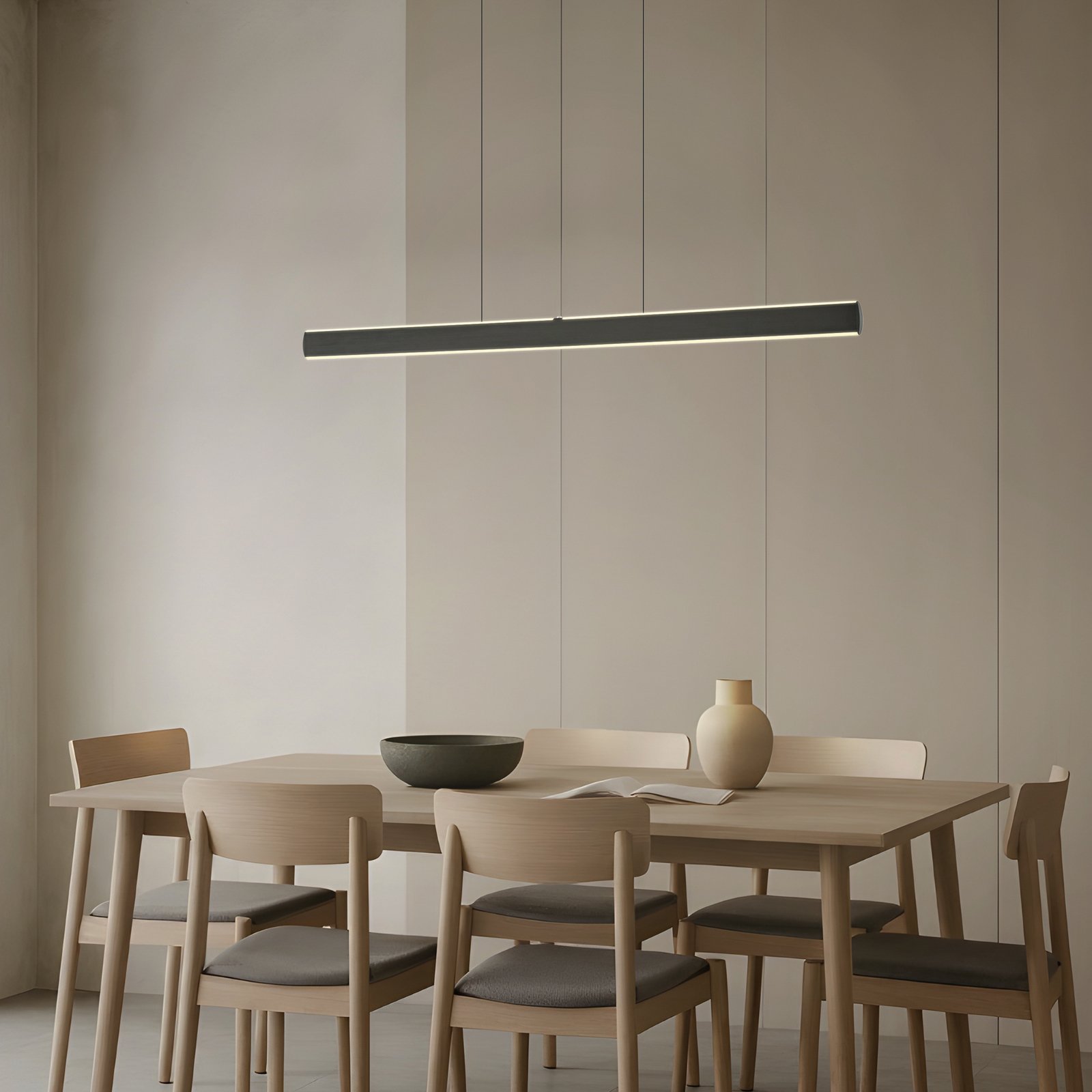 Lucande Arvon LED hanging light, black, 116 cm, dimmable, CCT