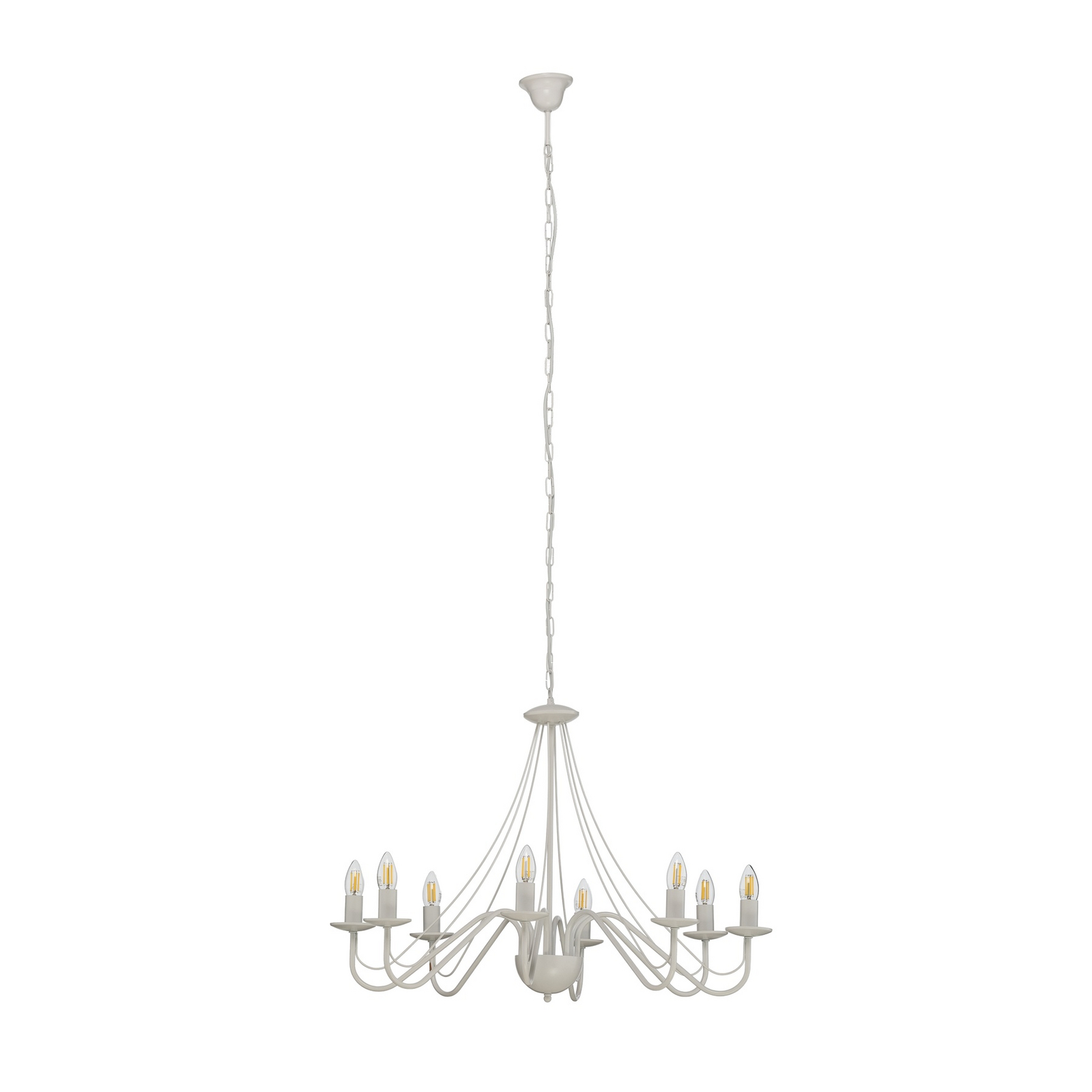 Ljuskrona Malbo, vit, metall, 8 lampor, E14