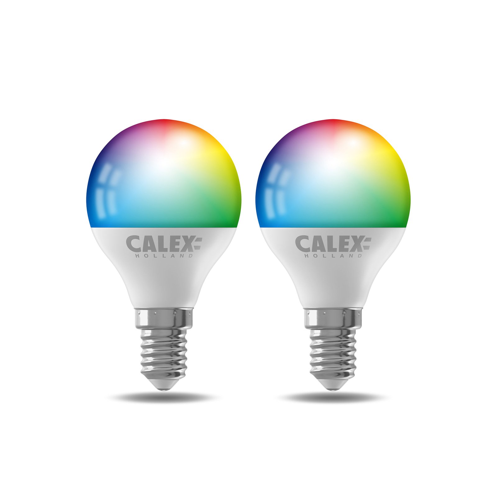 Calex Smart E14 P45 4,9W LED-pære CCT RGB, sæt 2