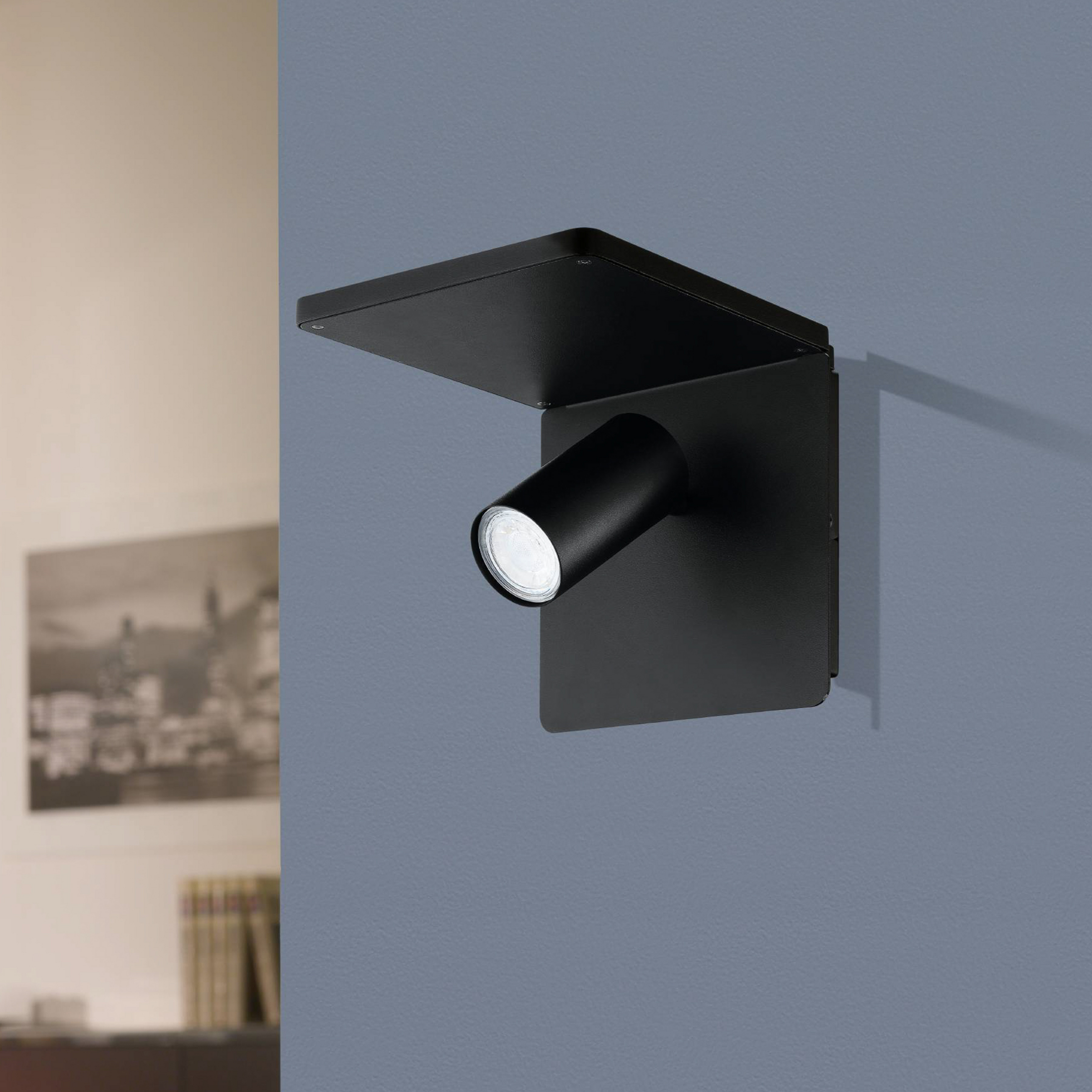 LED nástěnné bodové Ciglie, černá, nabíjení QI