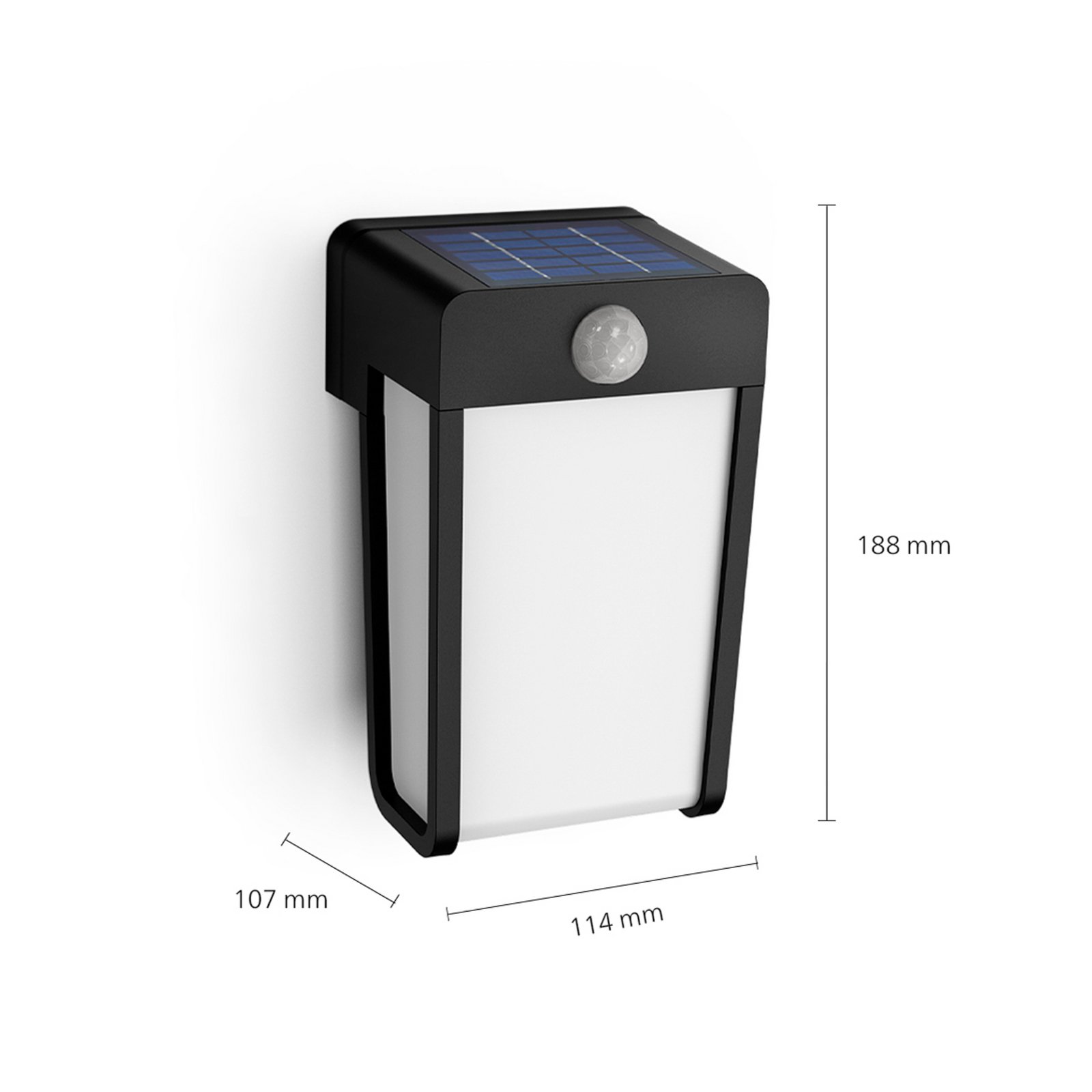 Philips LED слънчева стенна лампа Shroud, черна/опал, 2 броя
