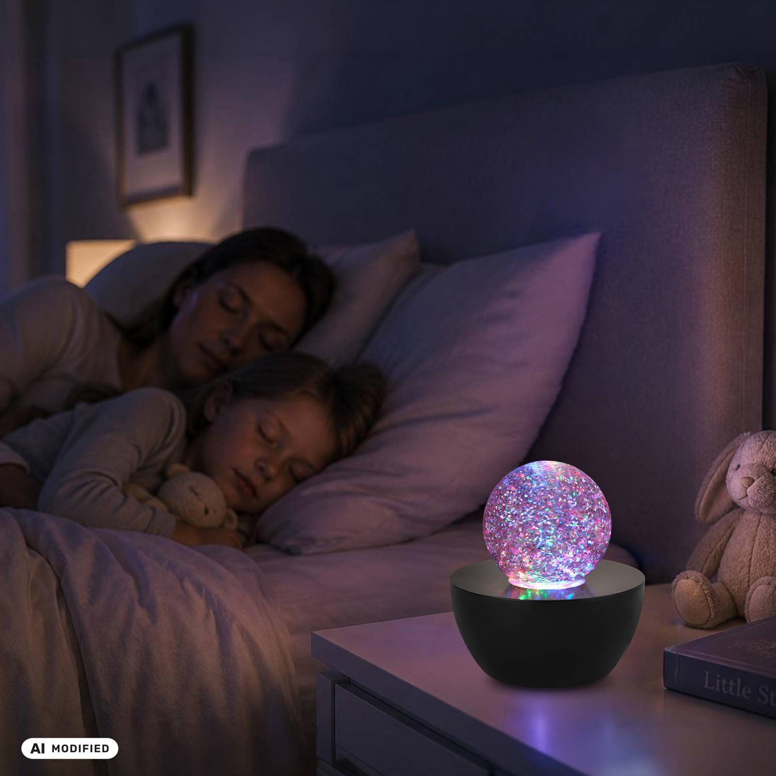 Lampa stołowa LED „Glitter”, czarna/przezroczysta, RGB, średnica 12 cm