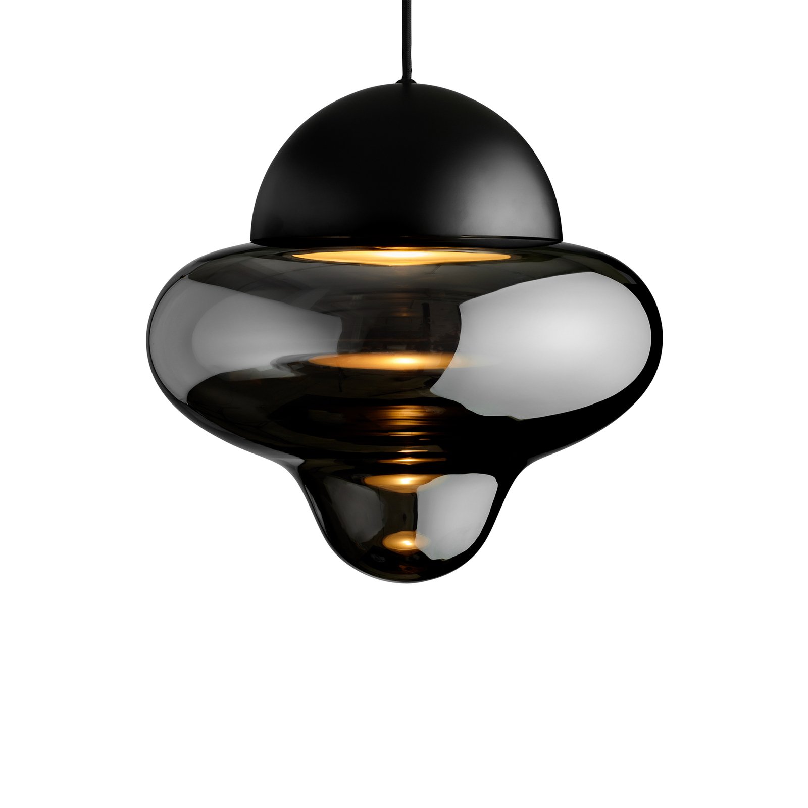 LED pendant light Nutty XL, smoke grey / black, Ø 30 cm