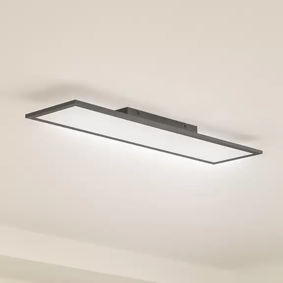 Lampenwelt Lindby LED-Panel Enhife, schwarz, 80x20 cm