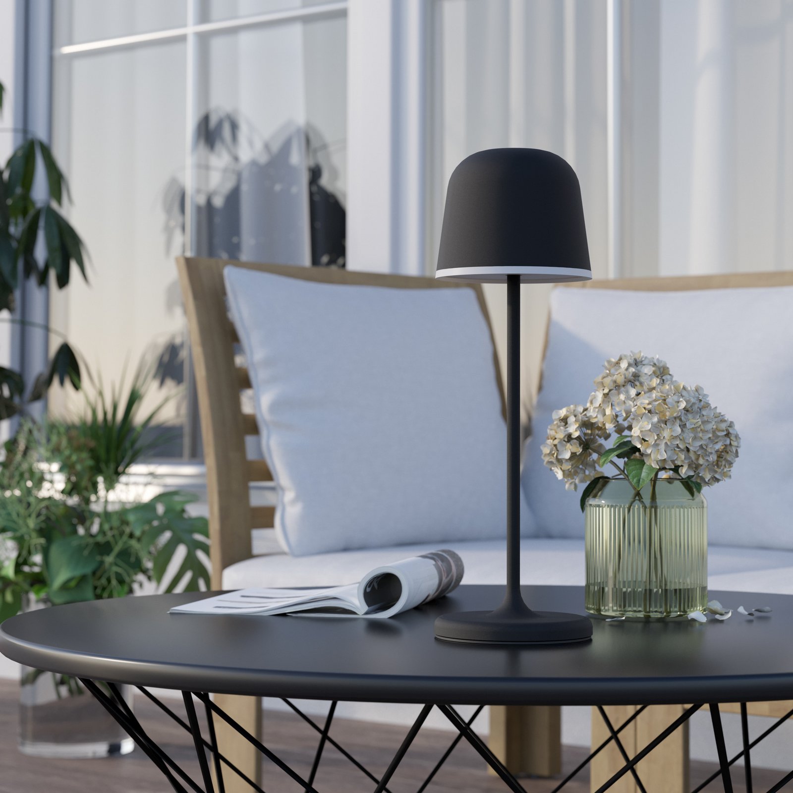 Lampa stołowa LED Mannera, akumulator, czarna