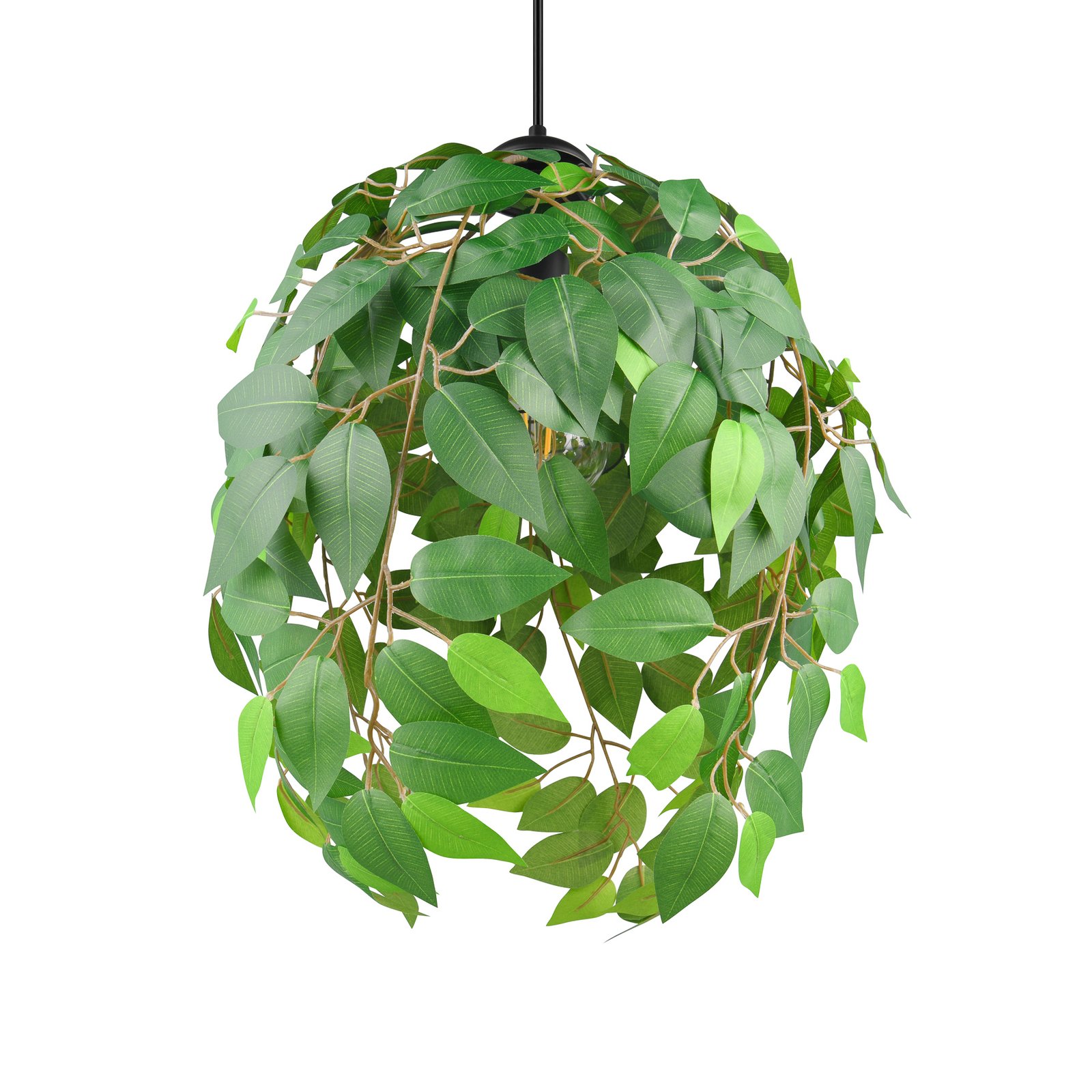 Suspension Leavy, noir/vert, Ø 38 cm, 1 lampe, E27