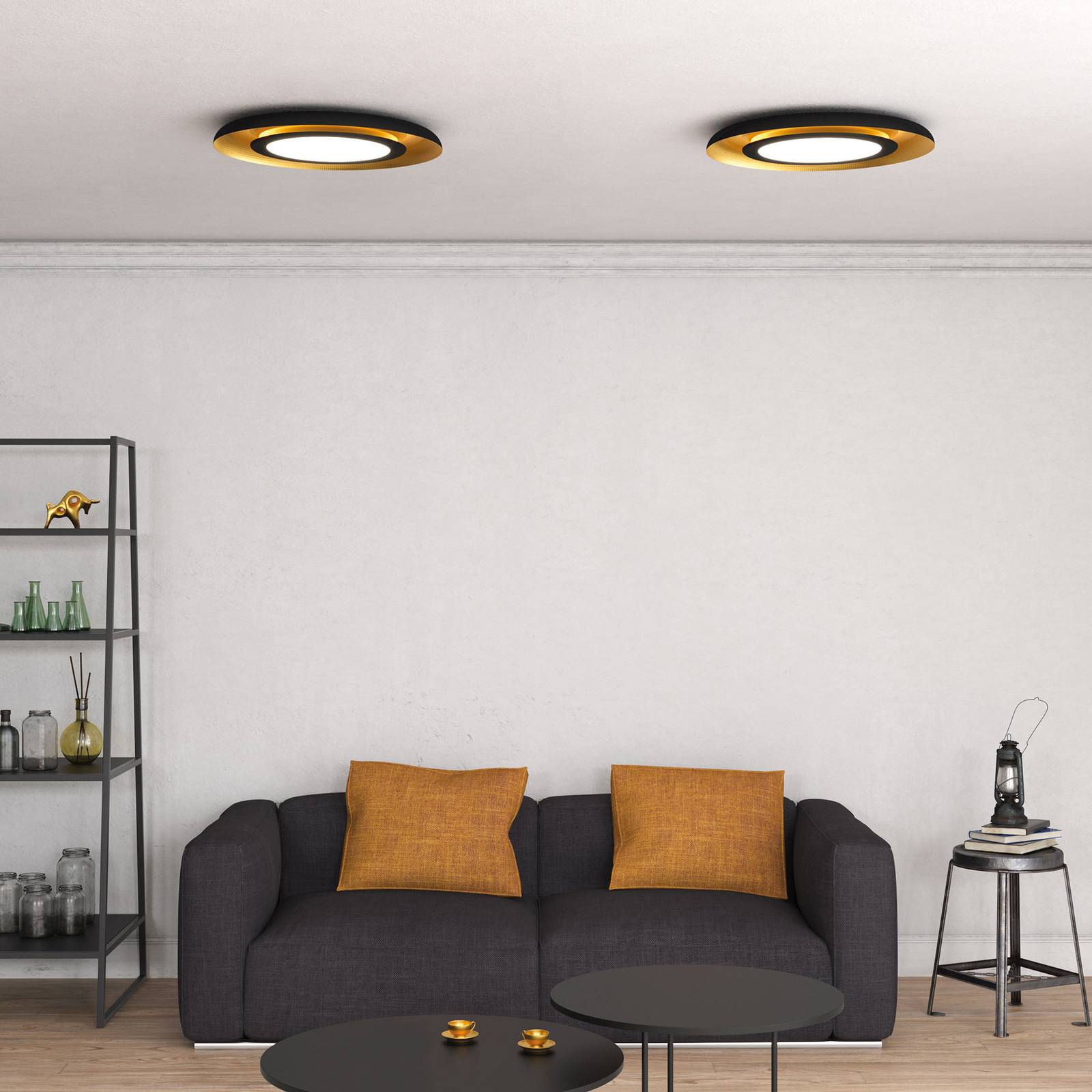 ACB ILUMINACIÓN Shiitake LED-taklampa svart/guld