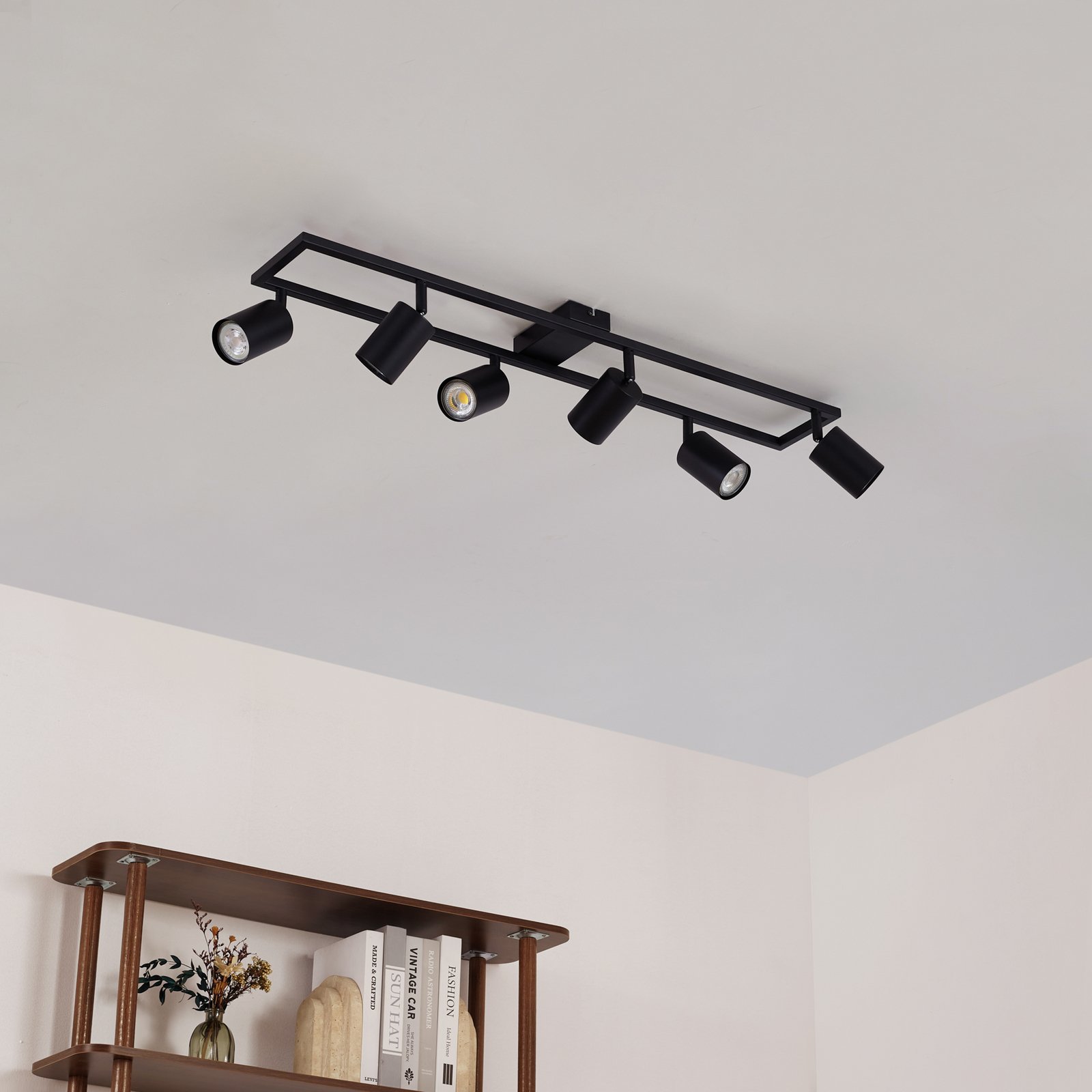 Stropní bodové světlo Bravius, černé, 6 žárovek, železo – Lindby