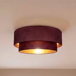 Plafondlamp Boho, donkerrood/goud, Ø 60 cm, textiel, E27