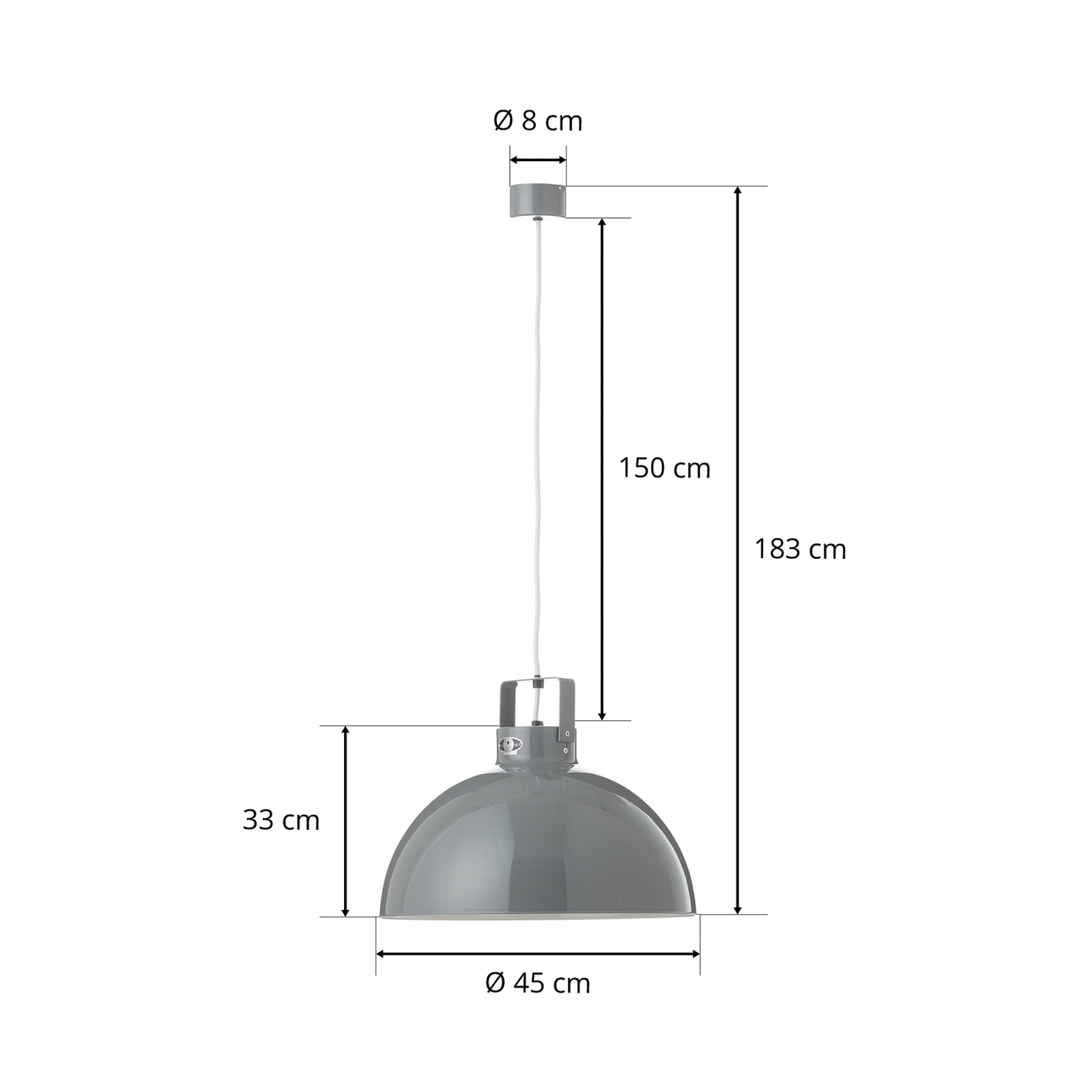 Jieldé Dante D450 závěsné světlo, šedá, Ø 45 cm