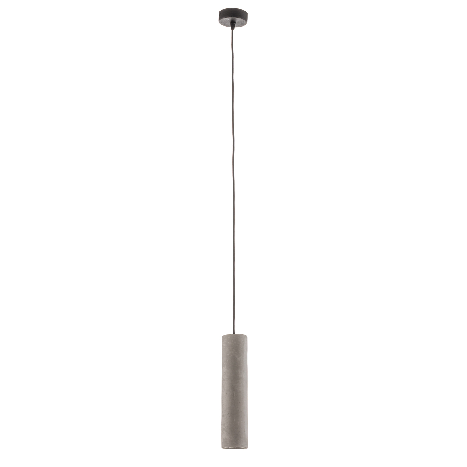 Tube hanging light made of concrete, one-bulb