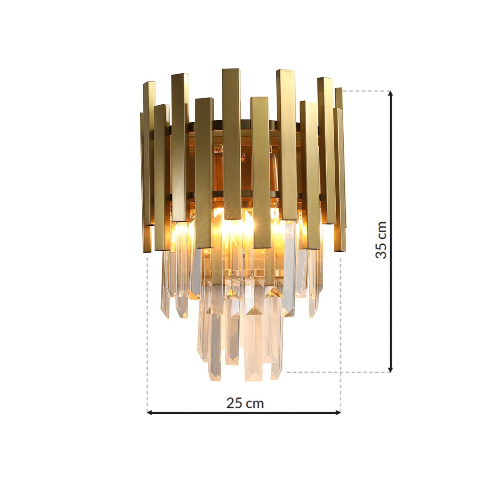 Aspen fali lámpa, aranyszínű fém, üvegkristályok, Ø 25 cm