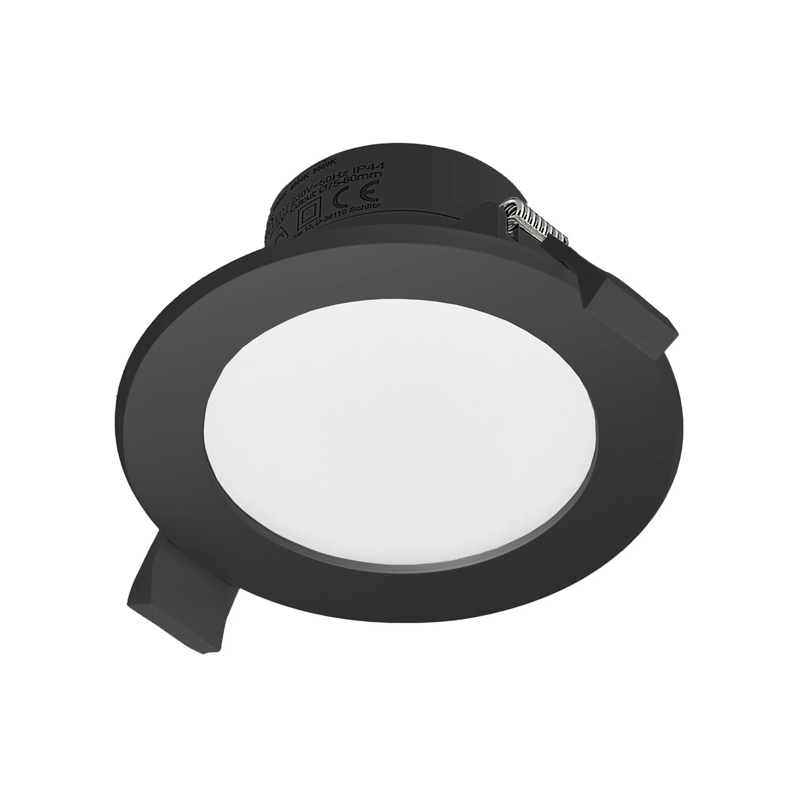 Prios spot encastrable LED Rida, noir, Ø 10 cm, CCT, IP44