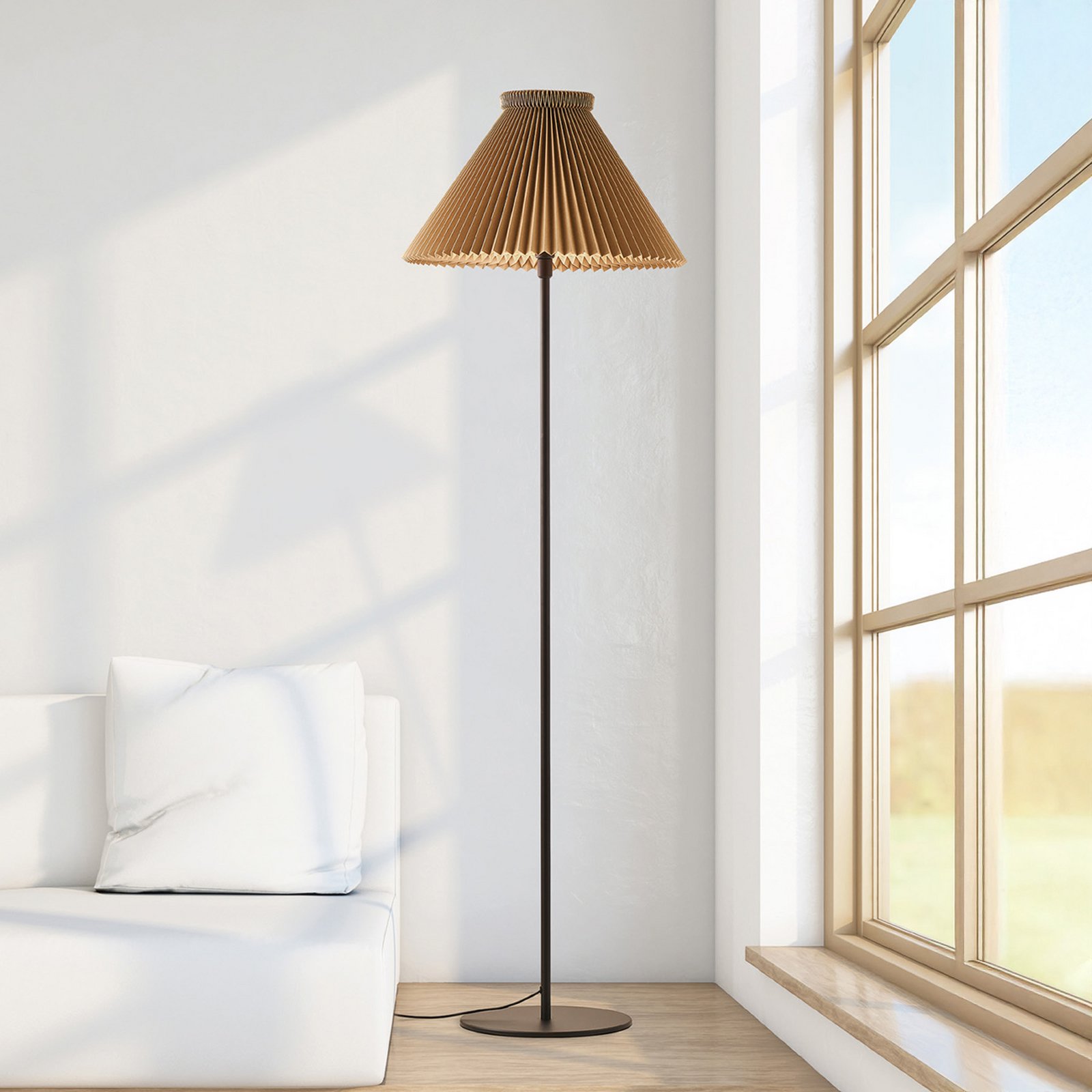 LE KLINT Stehleuchte LK 334, hellbraun, Papier, Höhe 155 cm