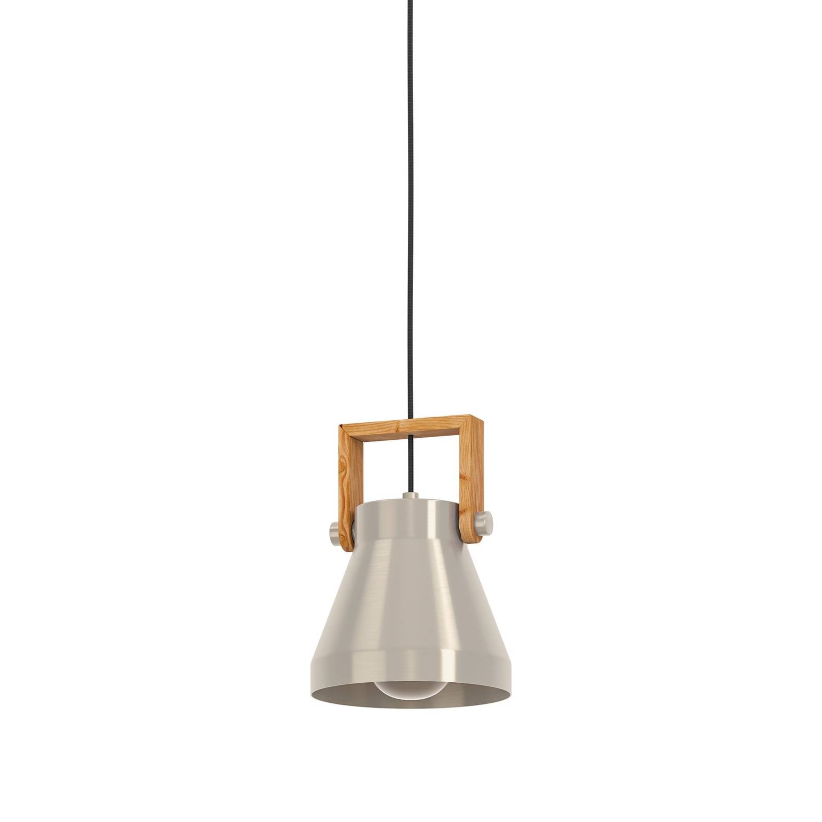 Lampa wisząca Cawton, Ø 16 cm, stal/brąz, stal/drewno