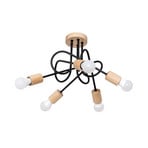Plafonnier Oxford, noir, bois, métal, à 5 lampes, Ø 47 cm